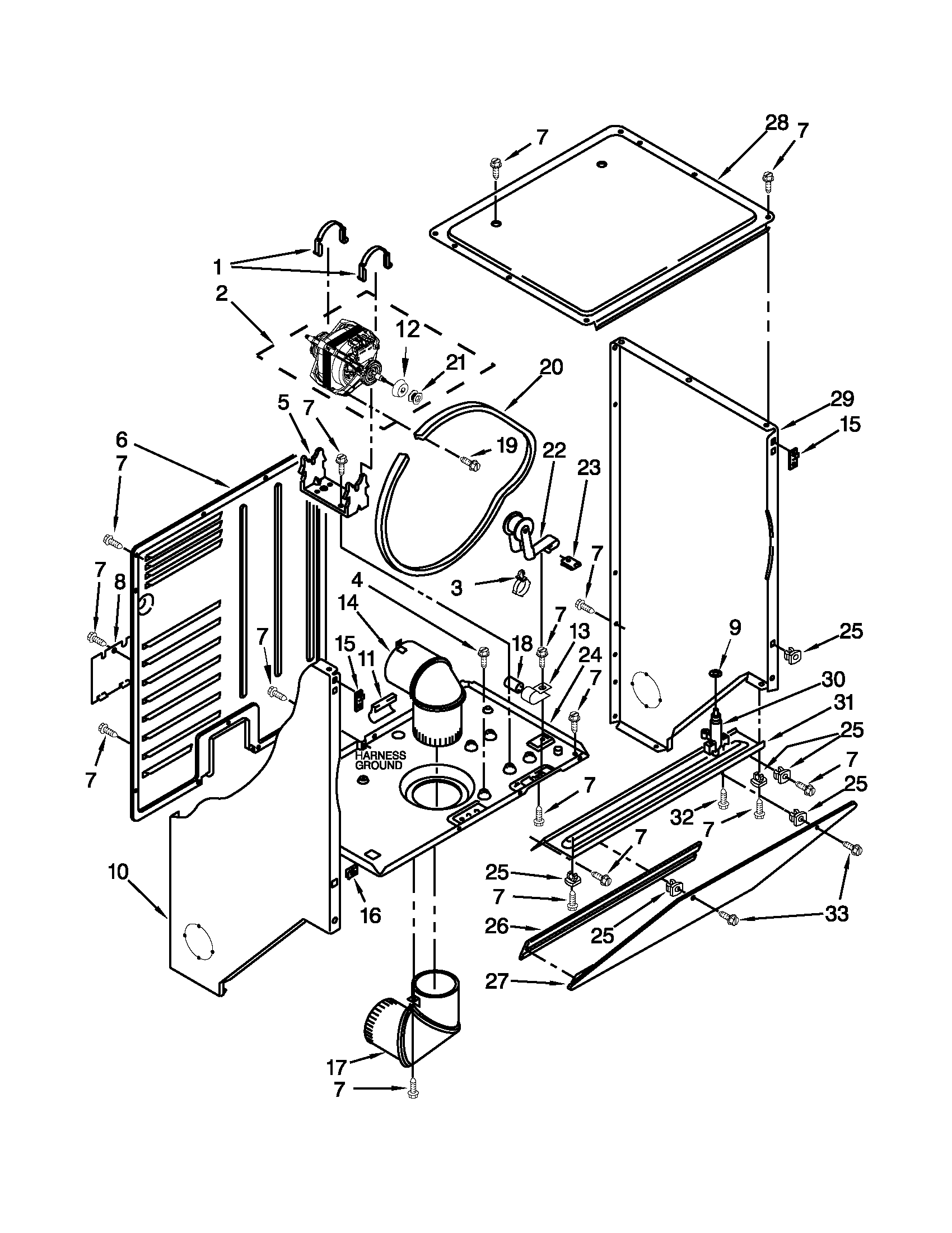 Dryer cabinet and motor parts