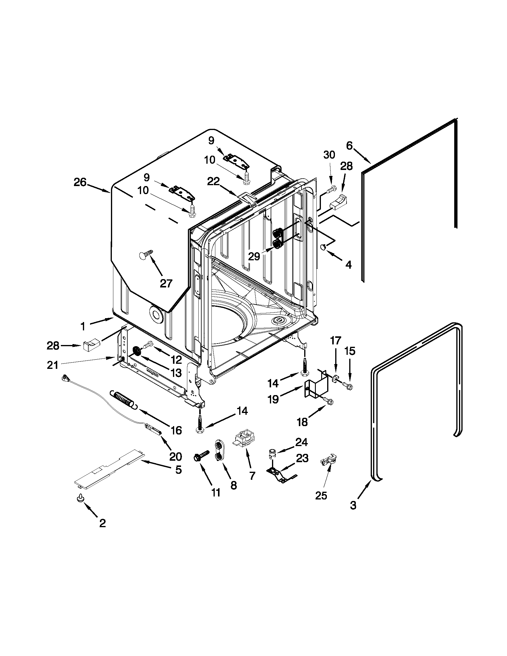 TUB AND FRAME PARTS