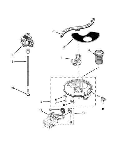 Pump, washarm and motor parts