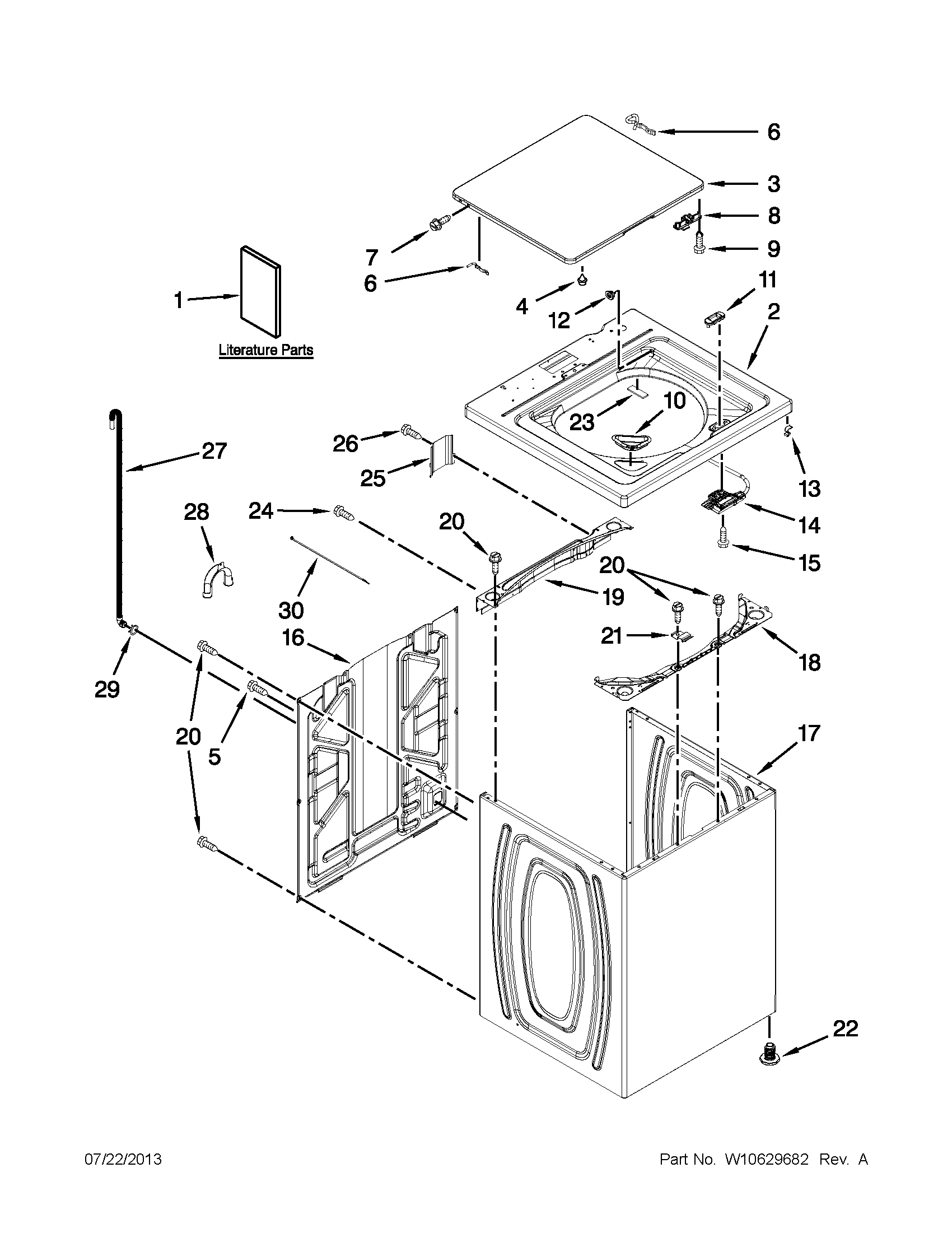 Top and cabinet parts