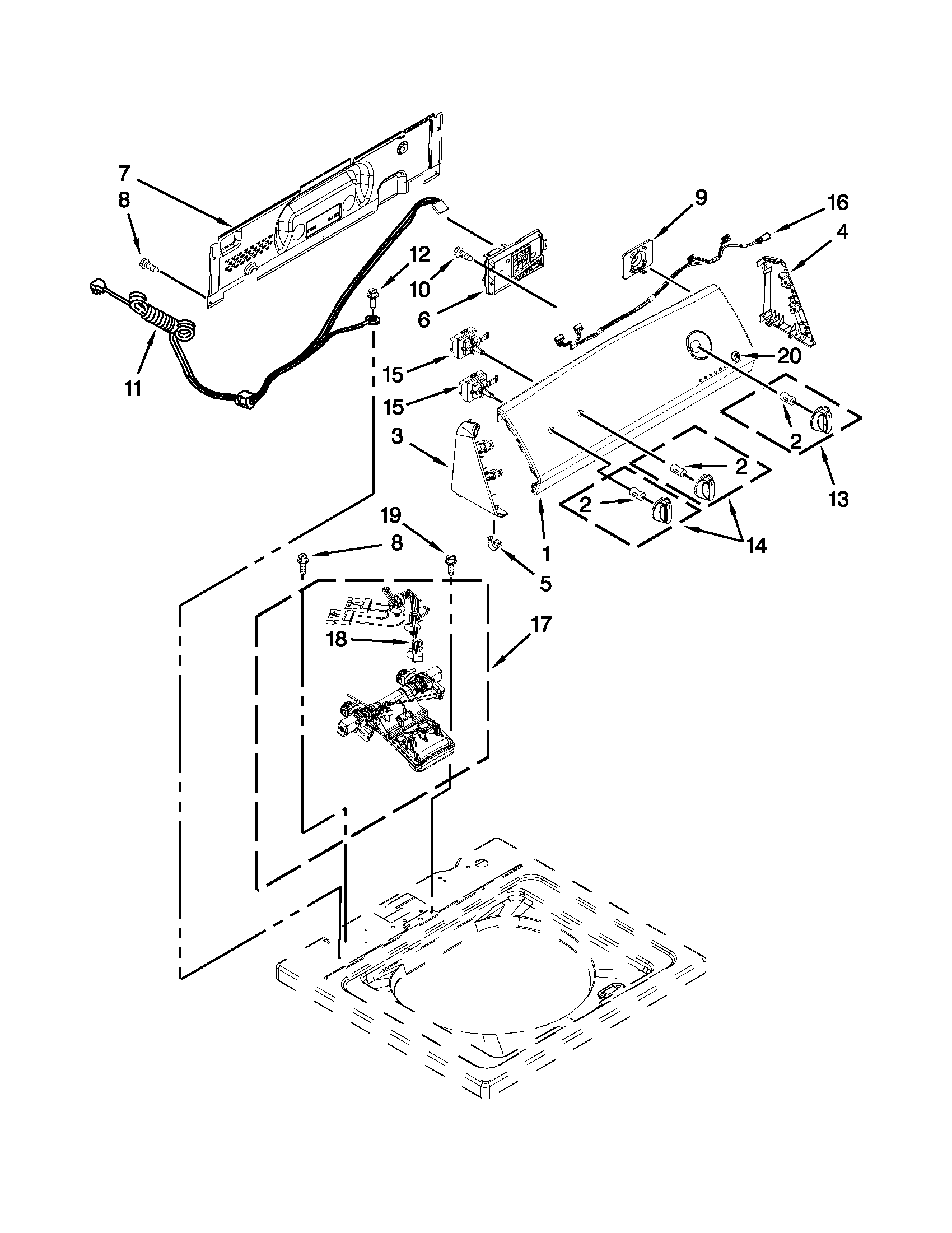 Controls and water inlet parts
