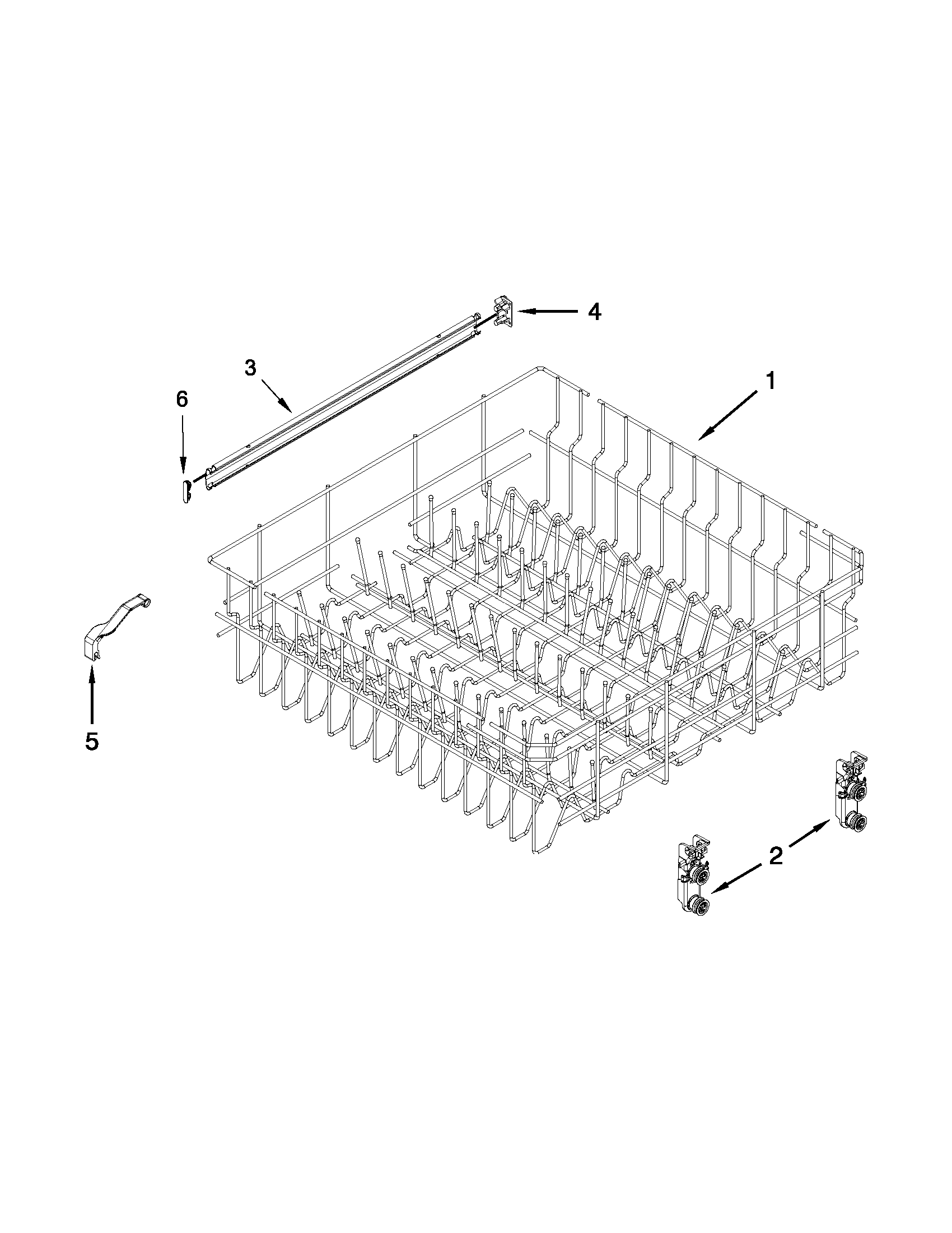 Upper rack and track parts
