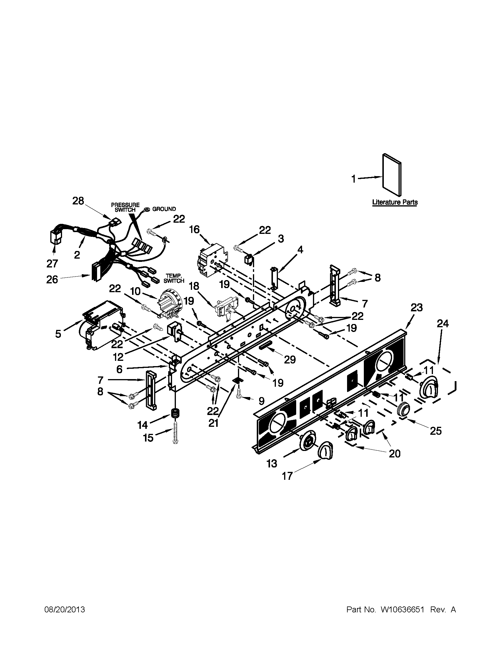 WASHER/DRYER CONTROL PANEL PARTS