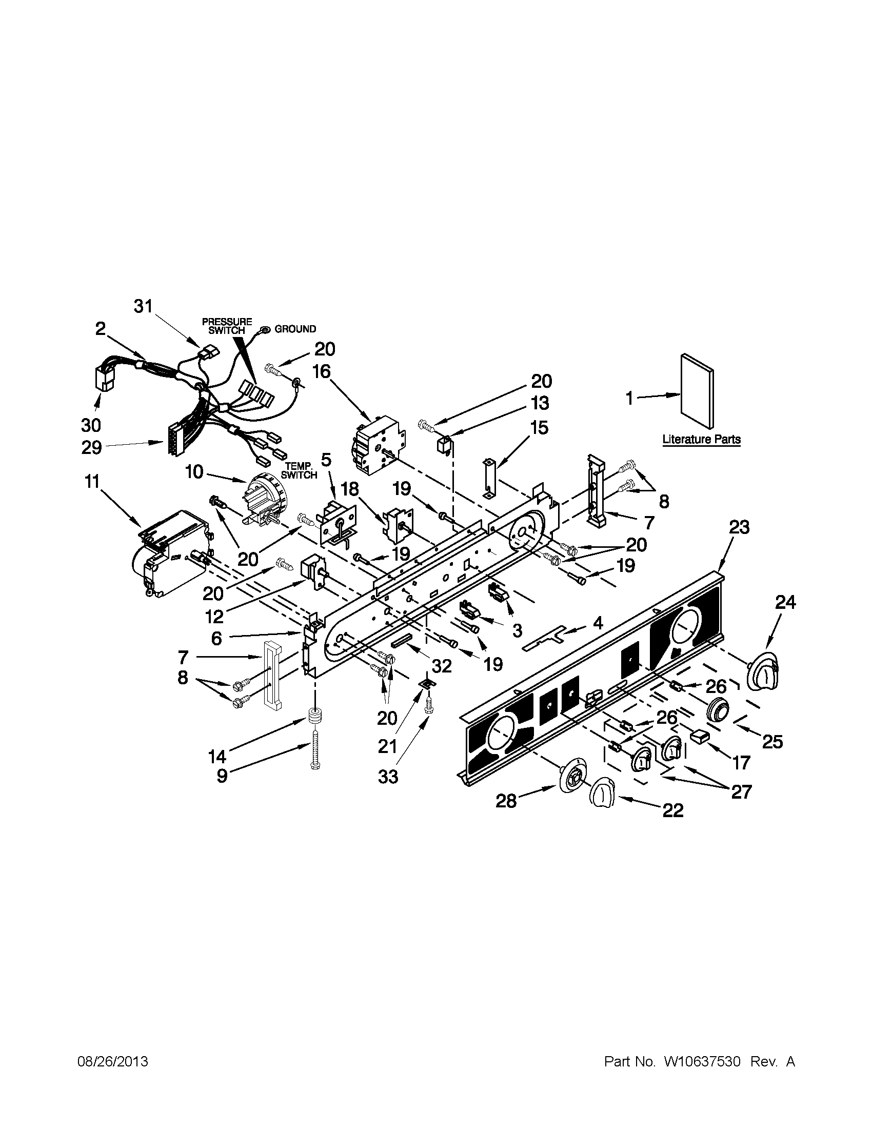 Washer/dryer control panel parts