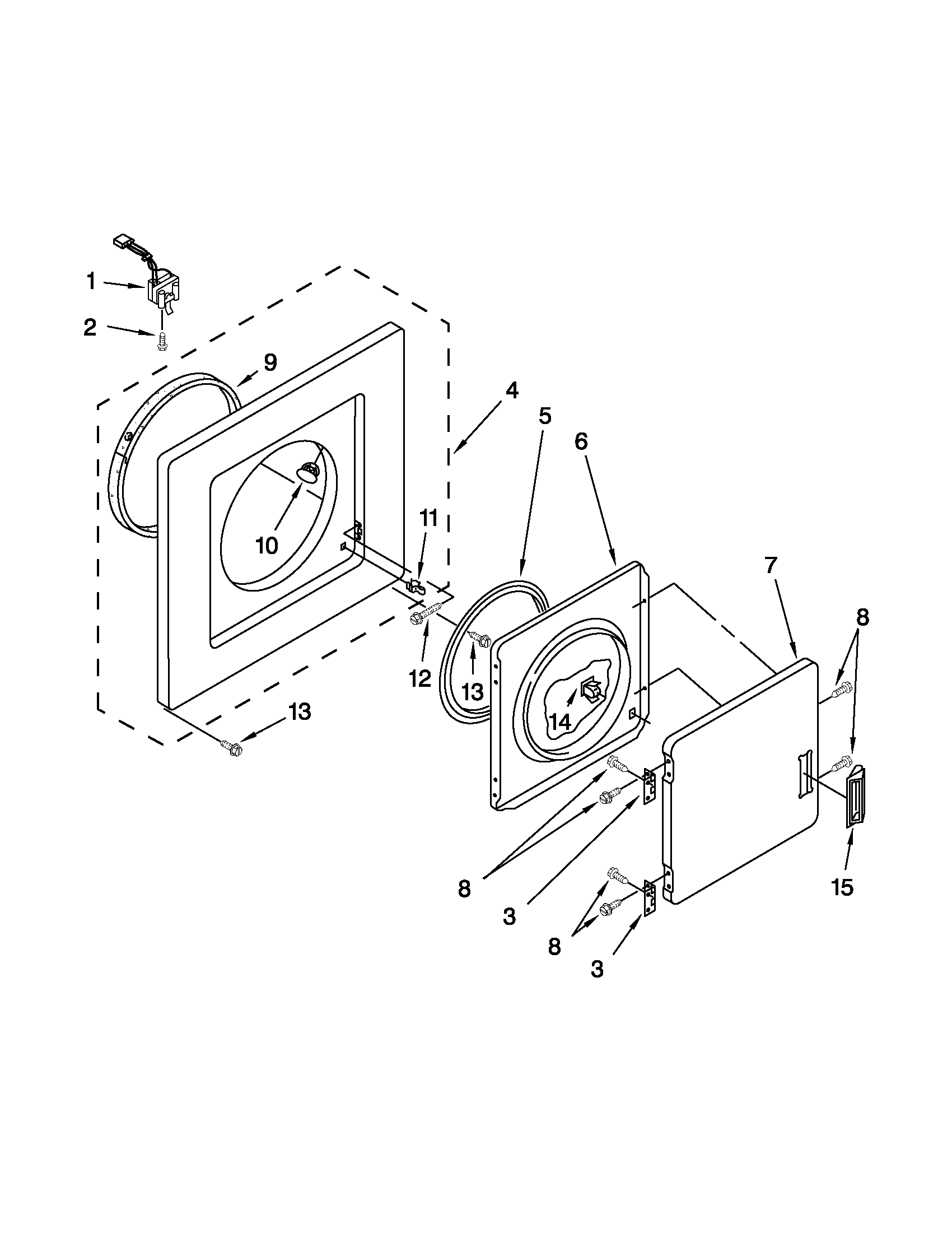 Dryer front panel and door parts