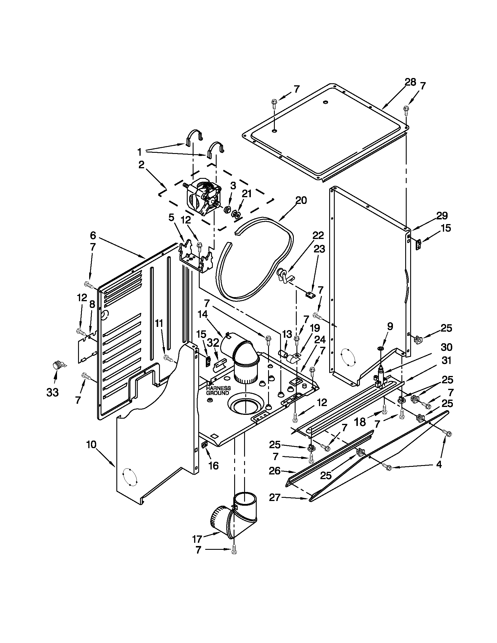 Dryer cabinet and motor parts