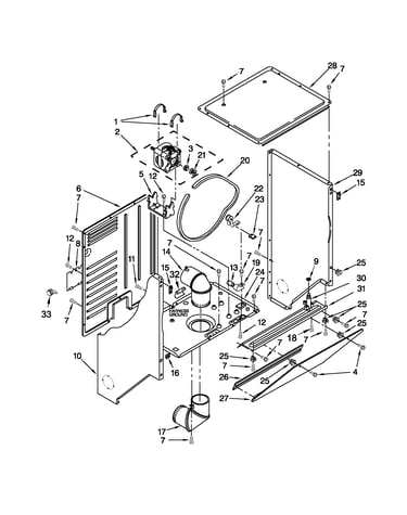 Dryer cabinet and motor parts