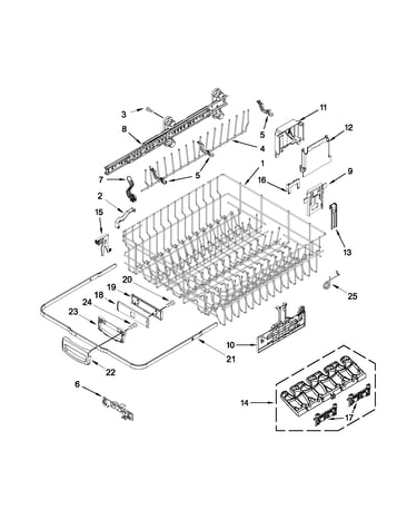 Upper rack and track parts