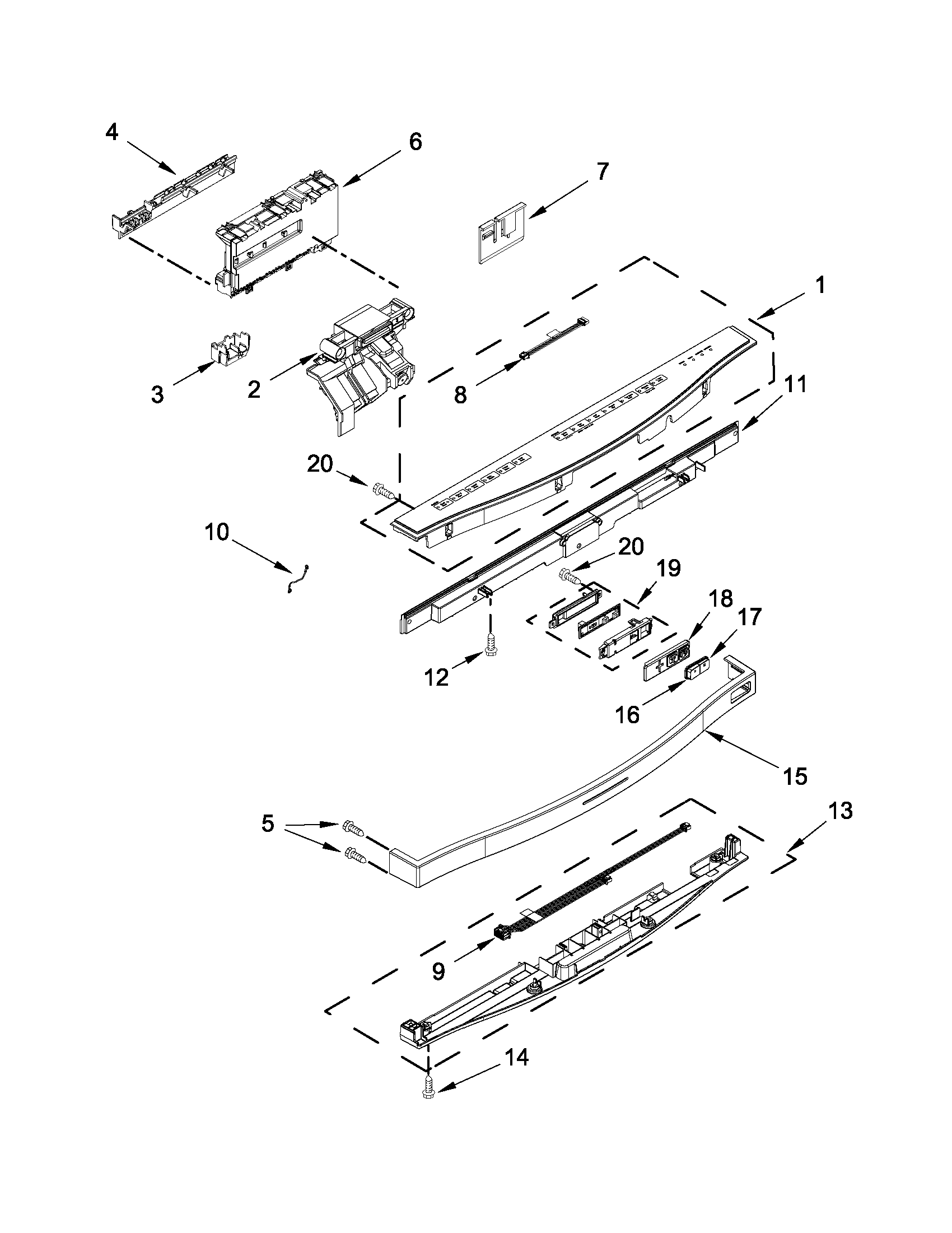 Control panel and latch parts