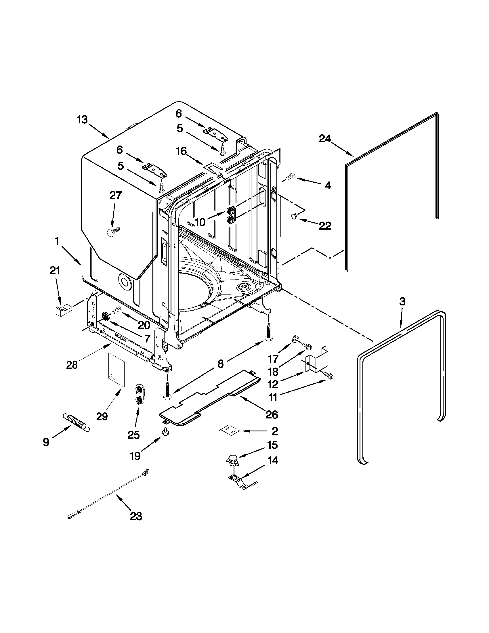 Tub and frame parts