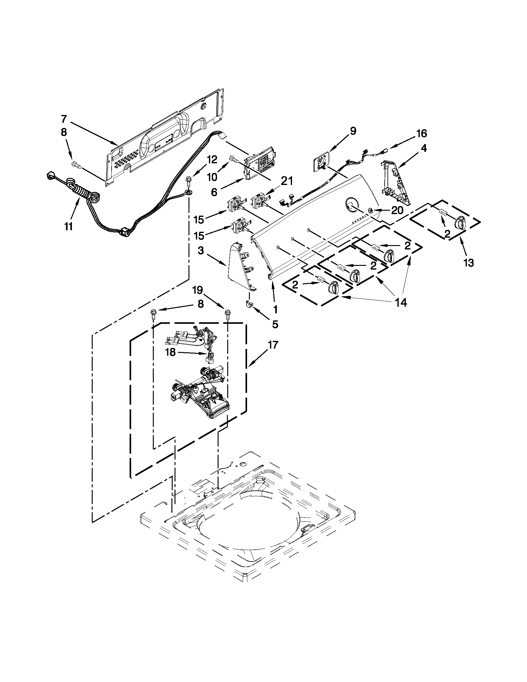 Controls and water inlet parts