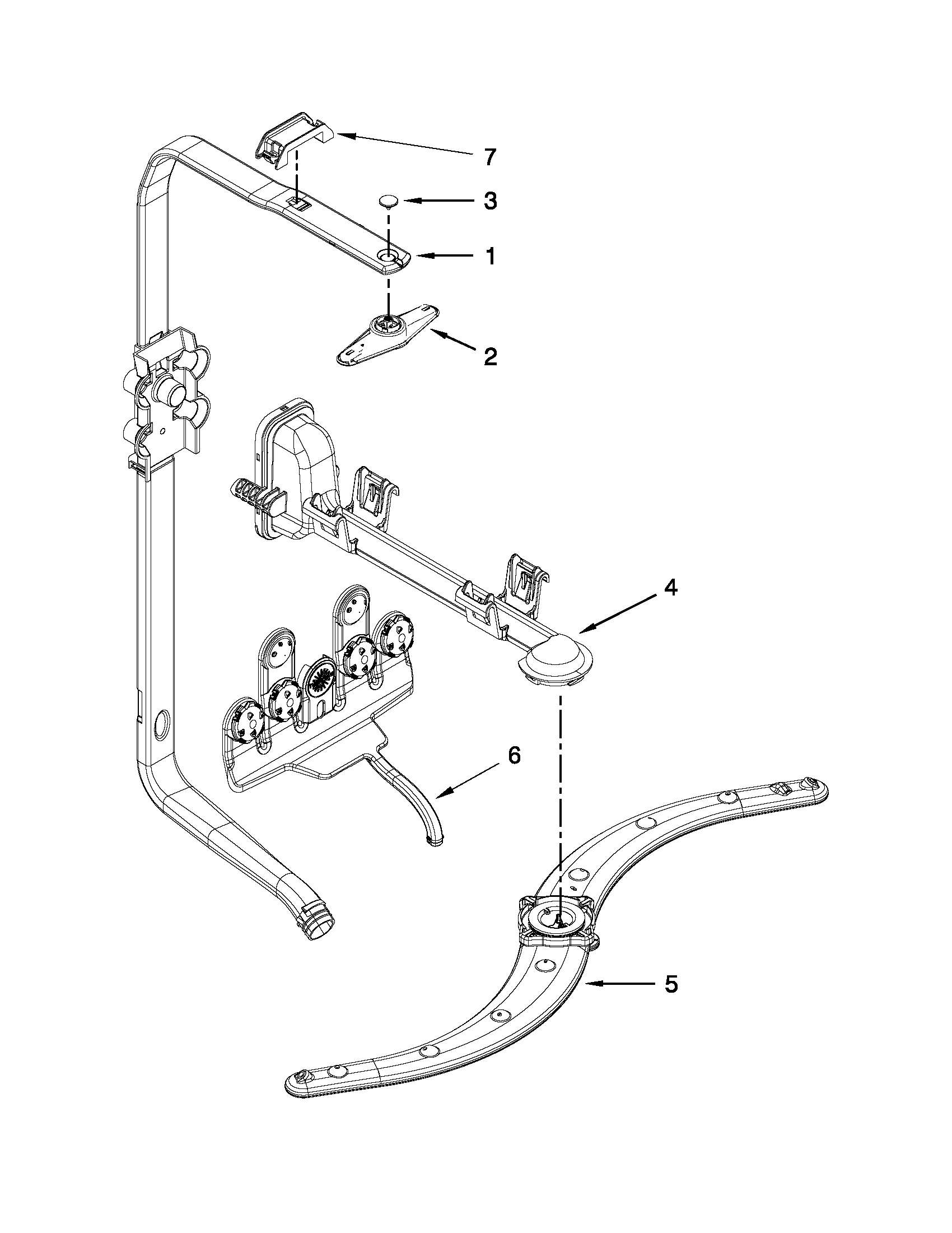 Upper wash and rinse parts
