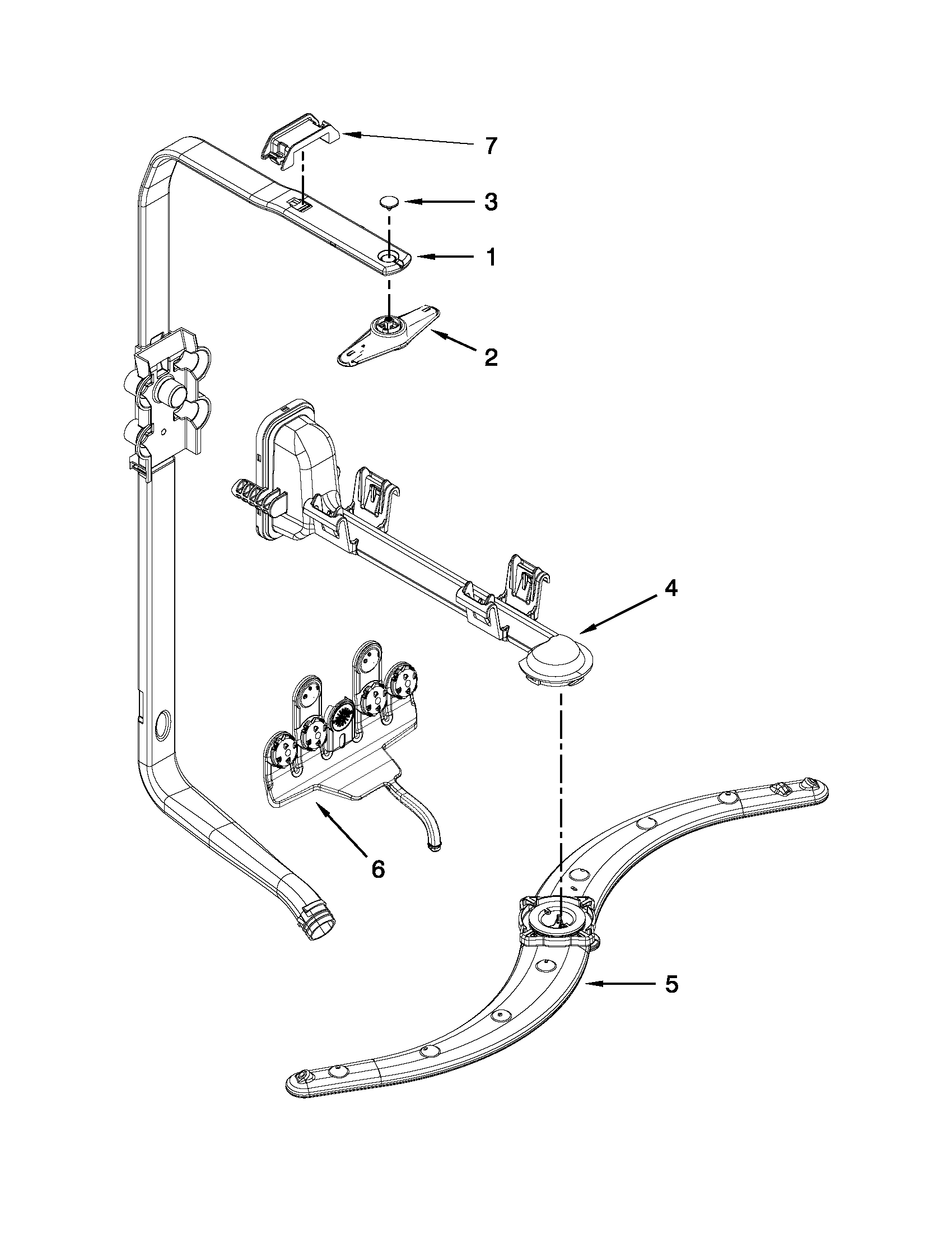Upper wash and rinse parts