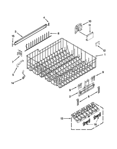 Upper rack and track parts