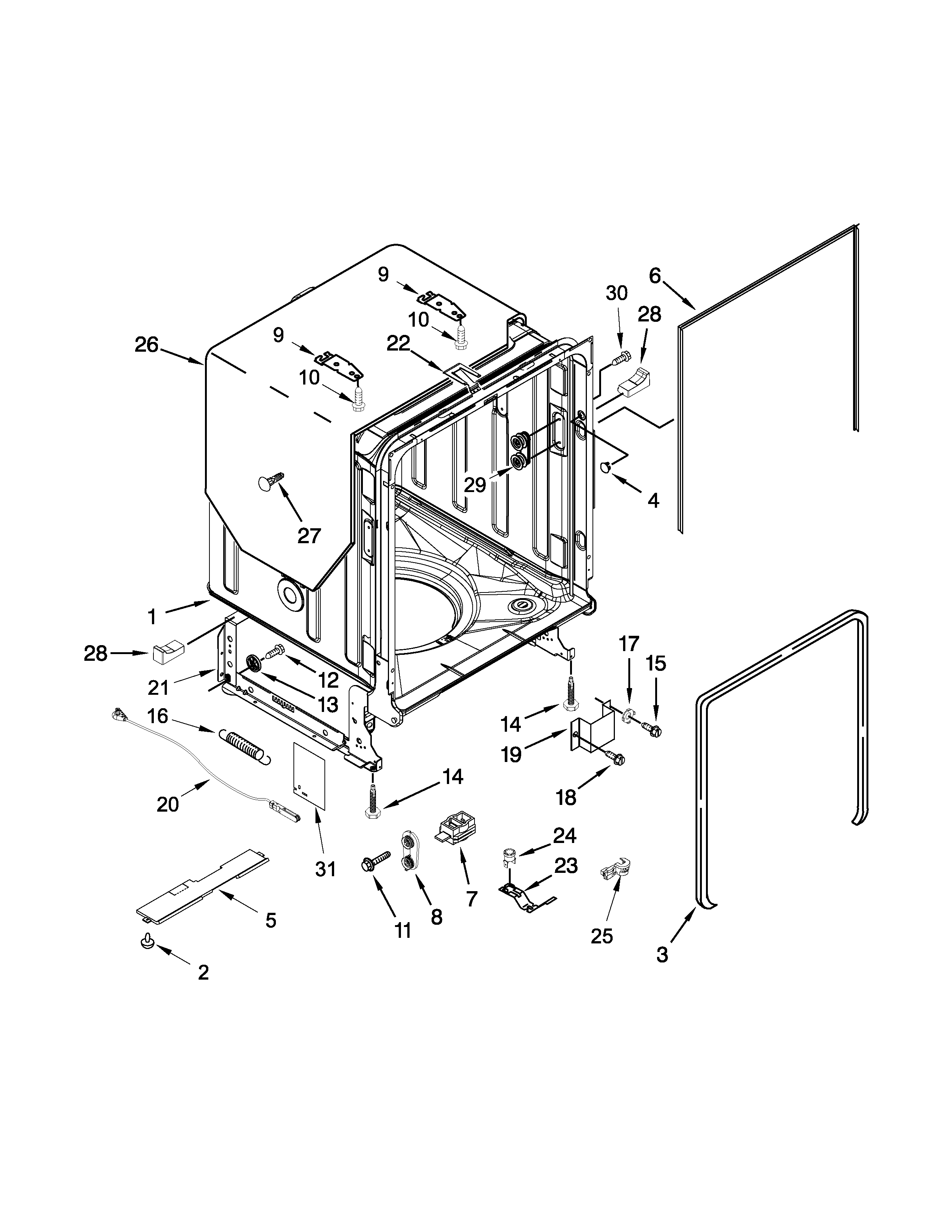 TUB AND FRAME PARTS