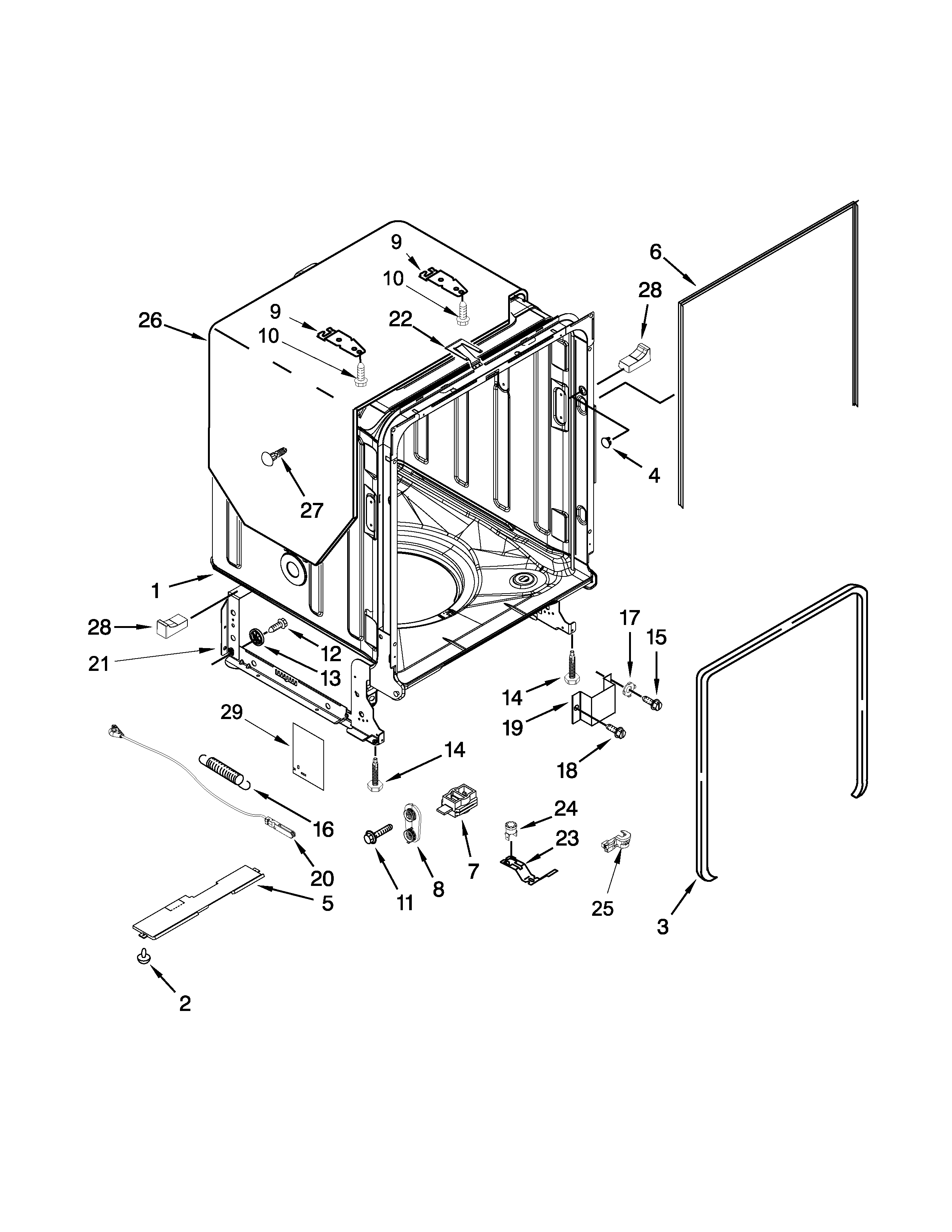 Tub and frame parts
