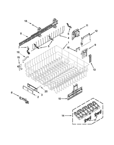 Upper rack and track parts
