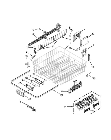 Upper rack and track parts