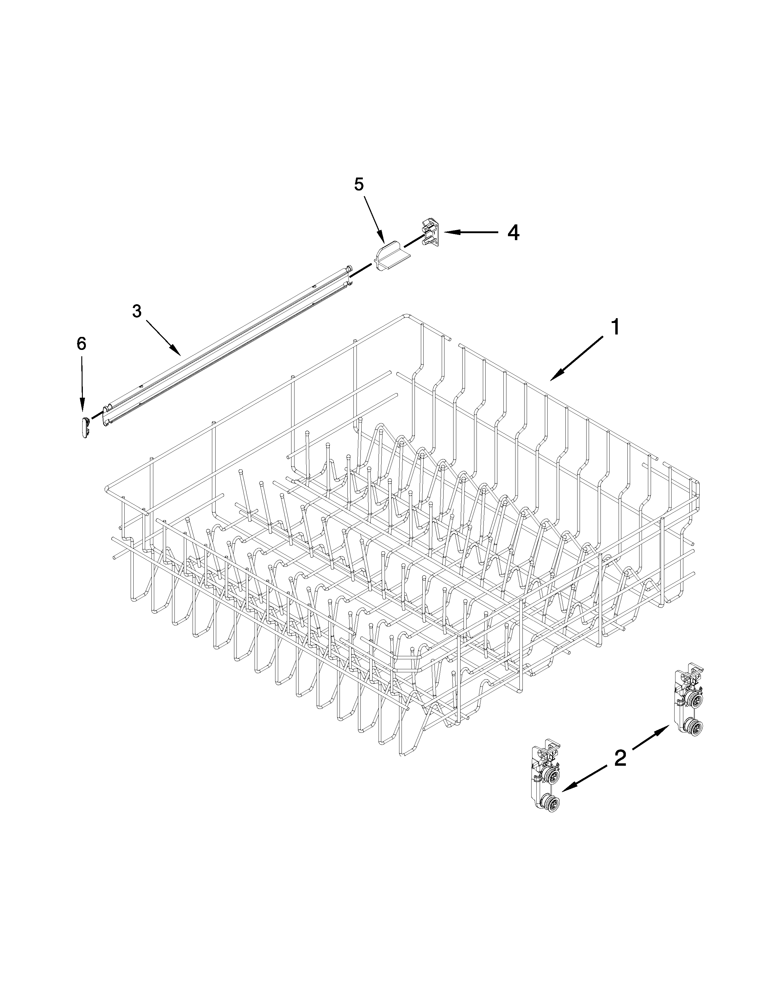 Upper rack and track parts