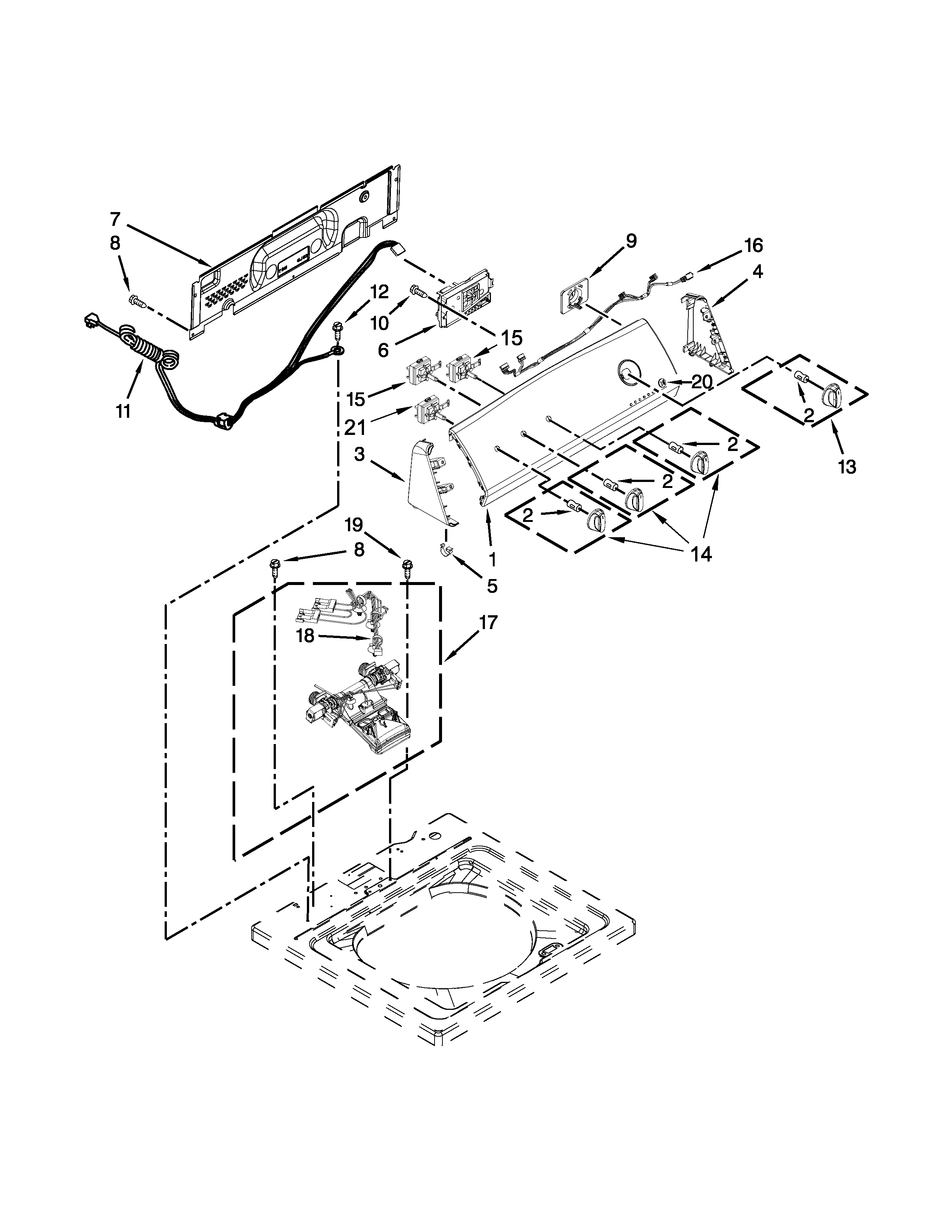Controls and water inlet parts