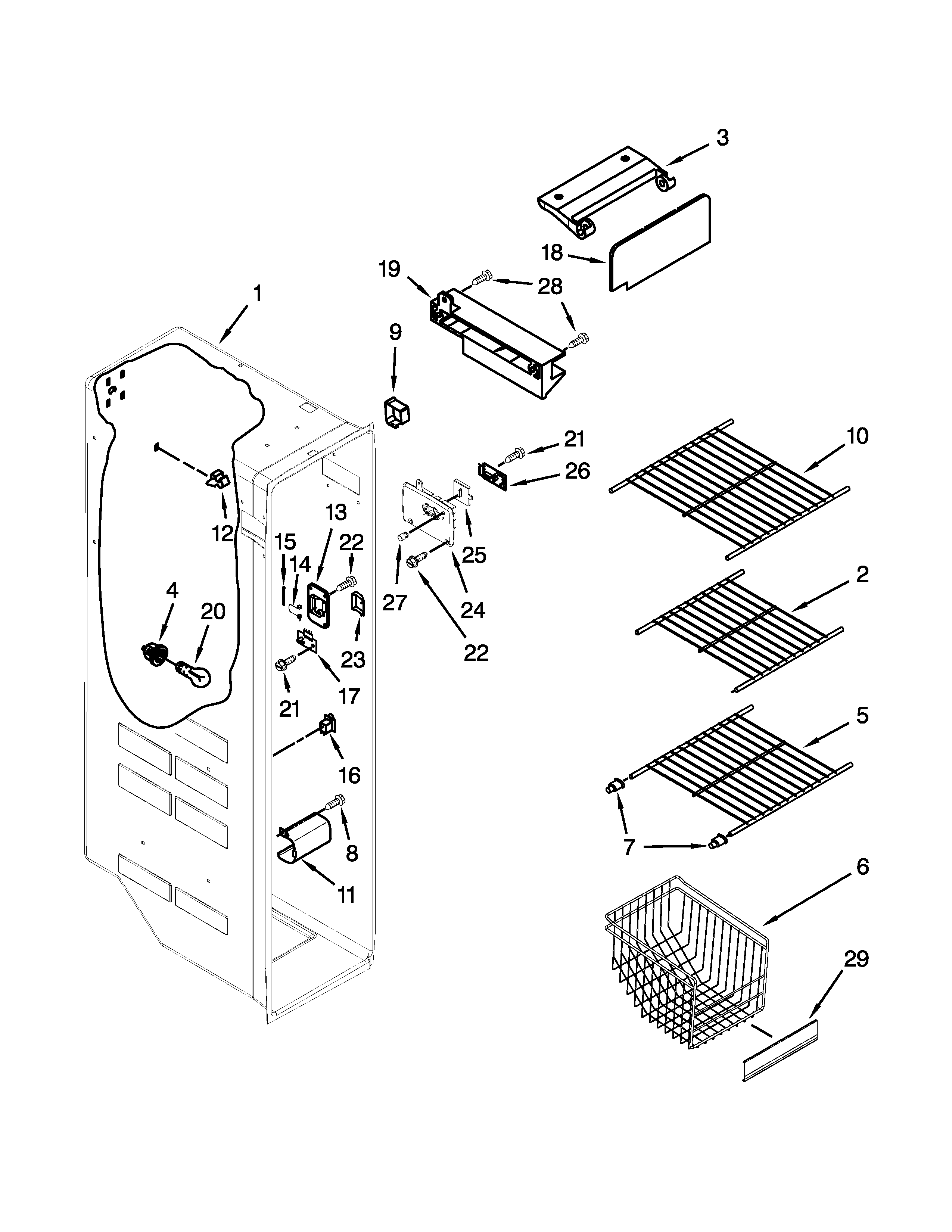 Freezer liner parts
