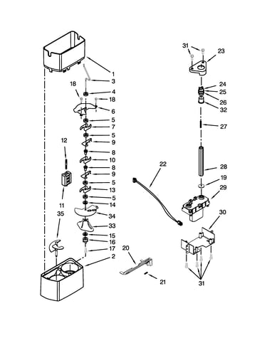 Motor and ice container parts