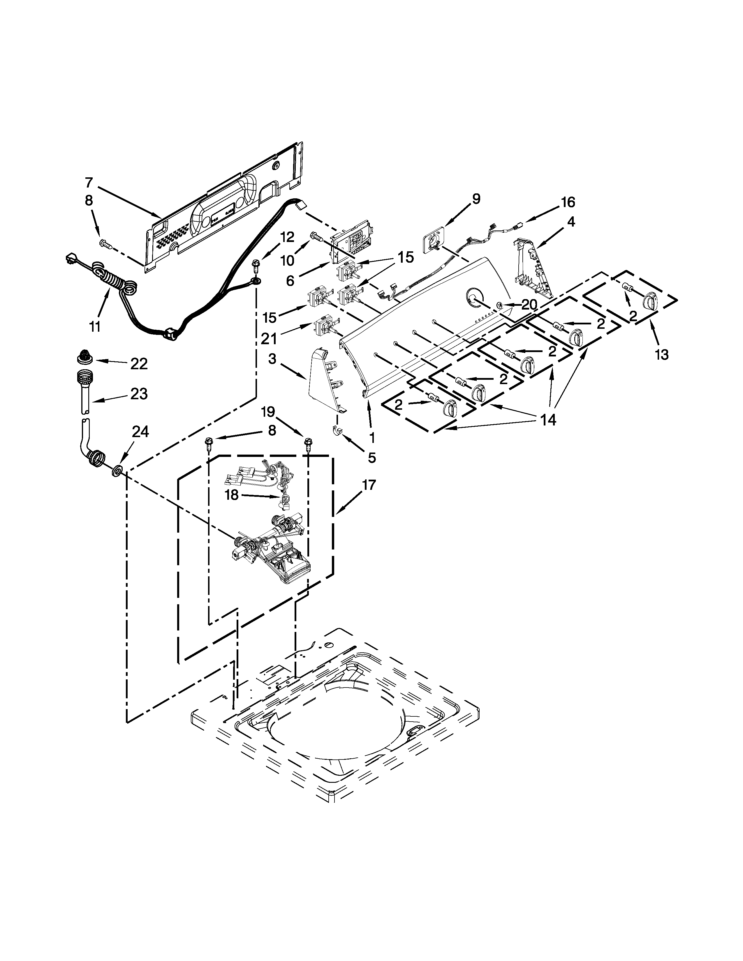 Controls and water inlet parts