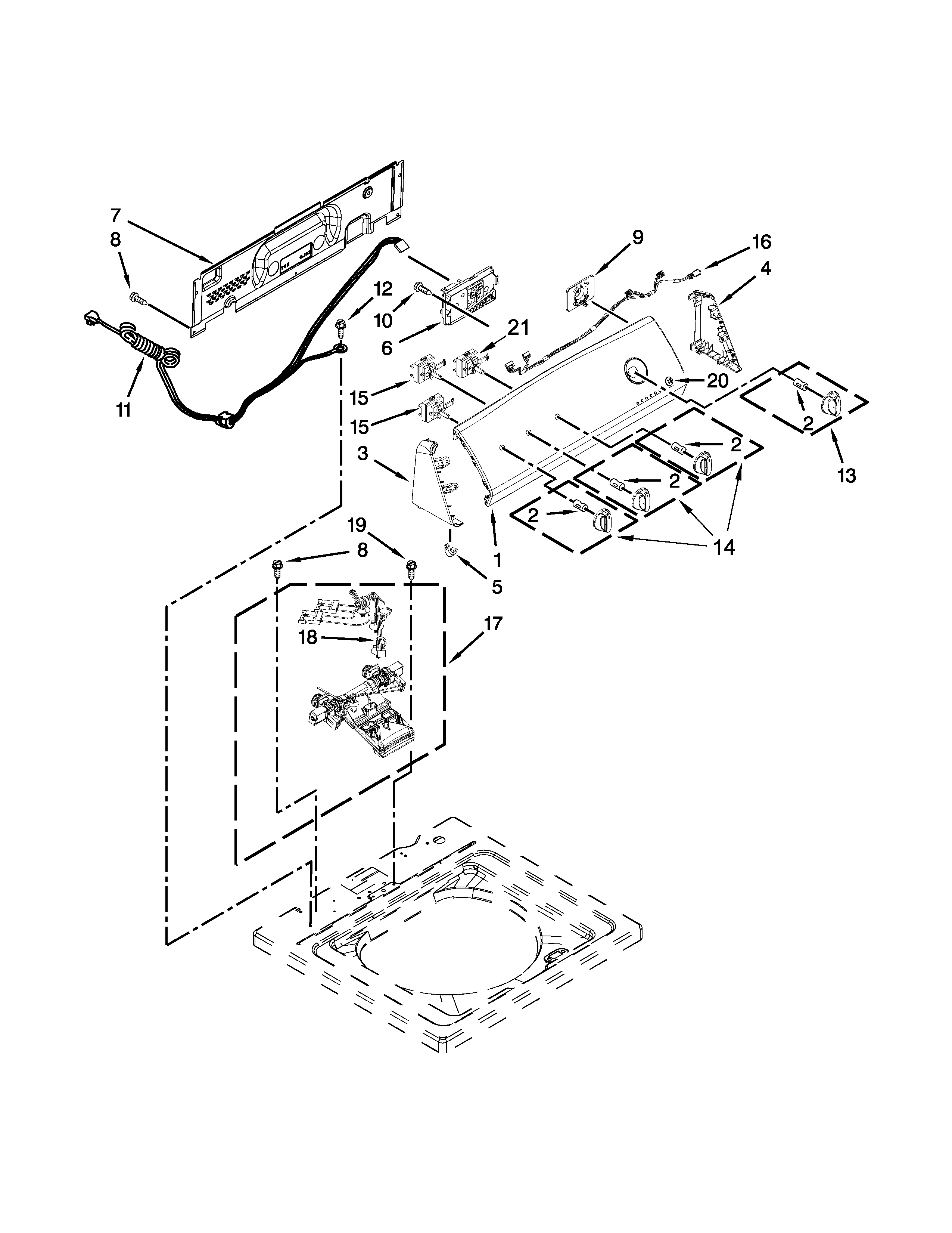 Controls and water inlet parts