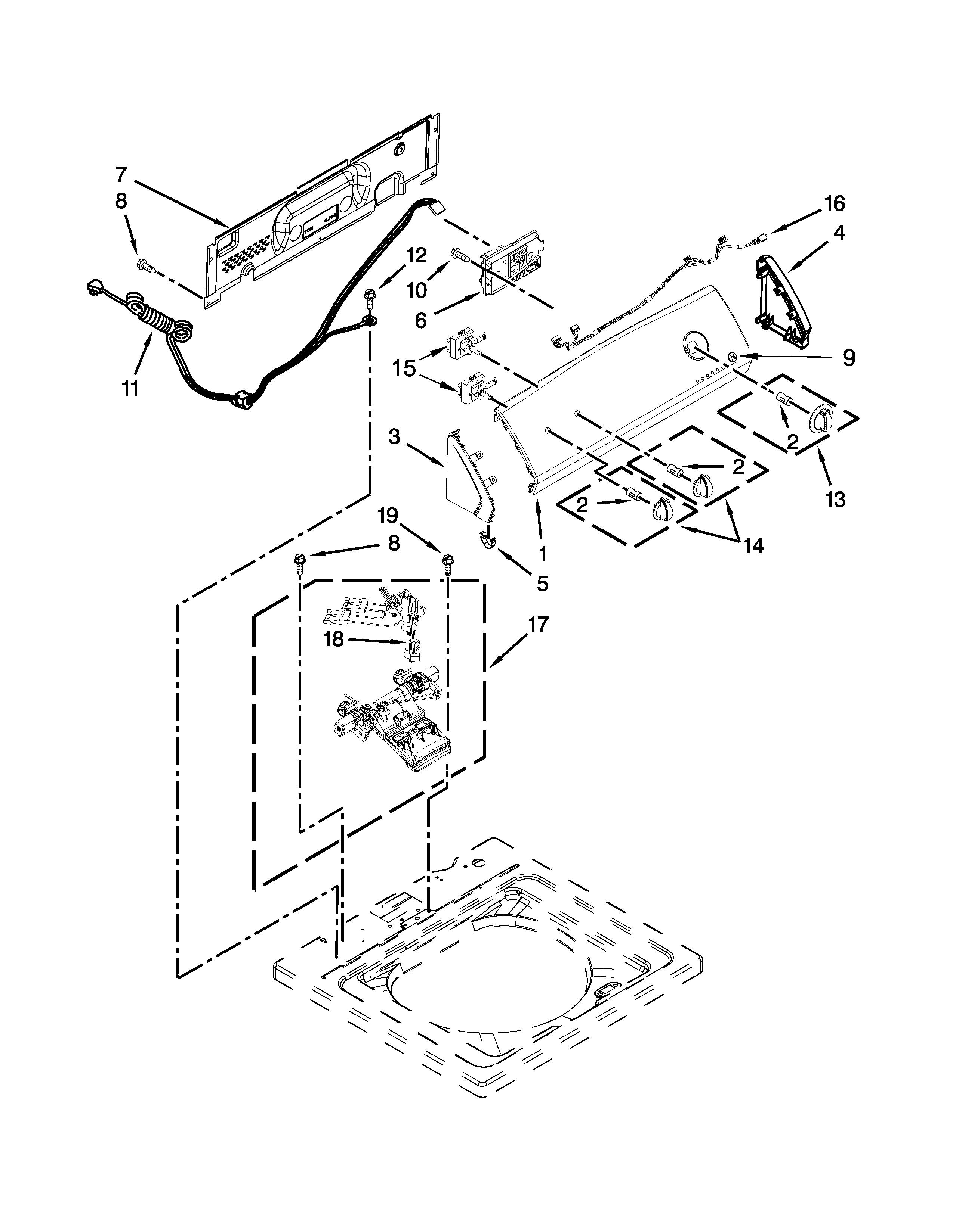 Controls and water inlet parts