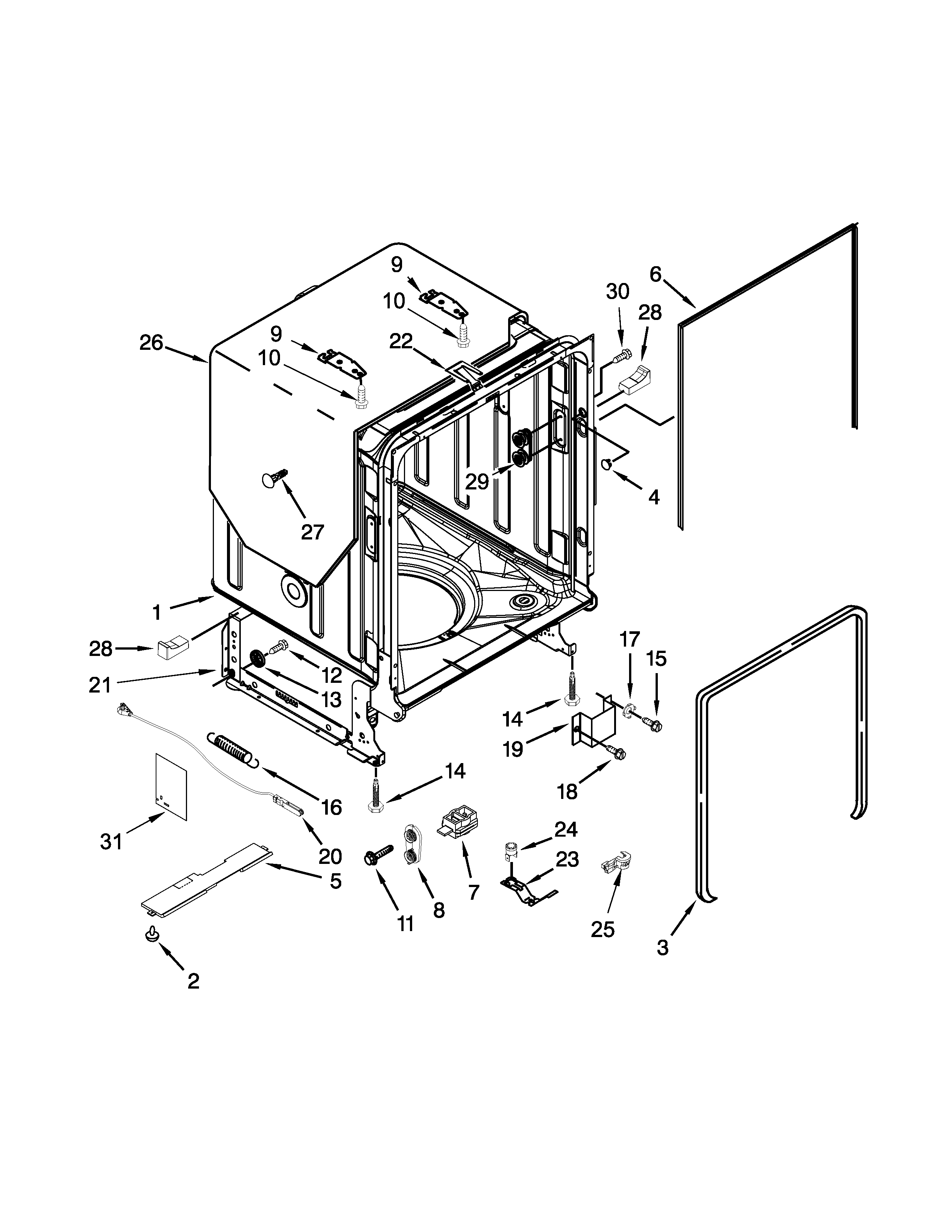 TUB AND FRAME PARTS