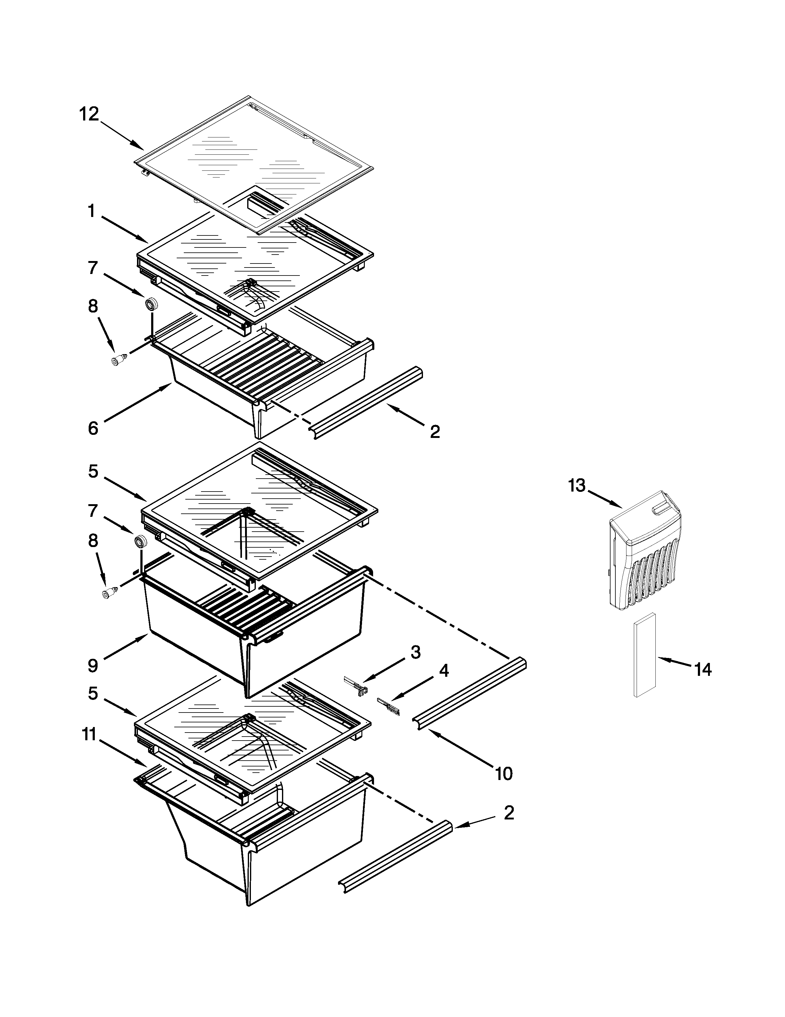 Refrigerator shelf parts