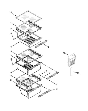Refrigerator shelf parts