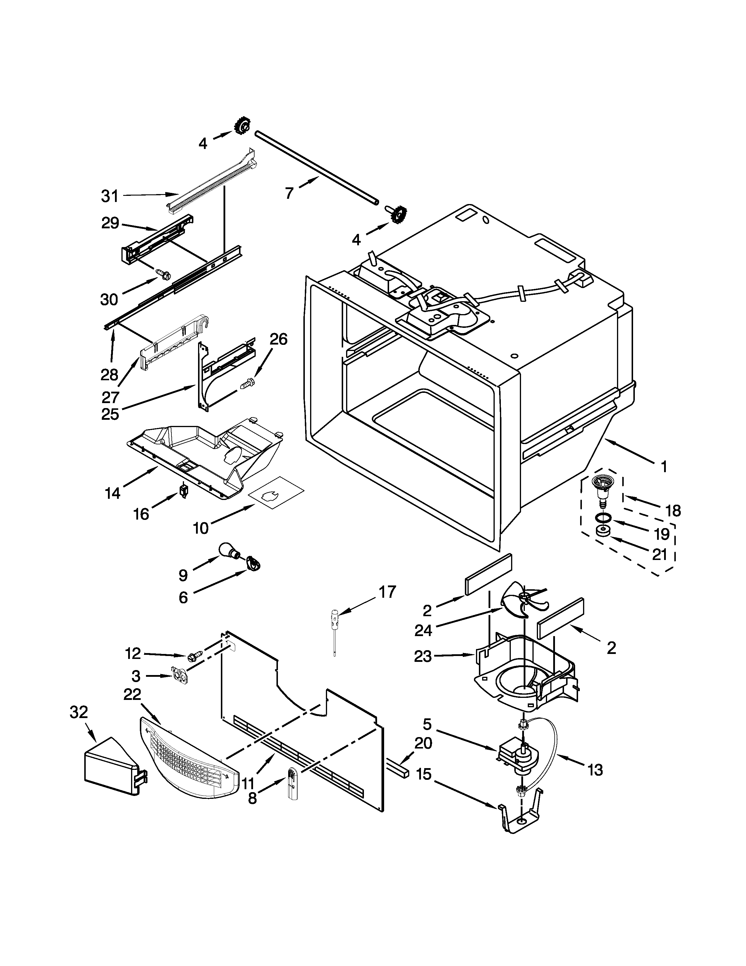 Freezer liner parts