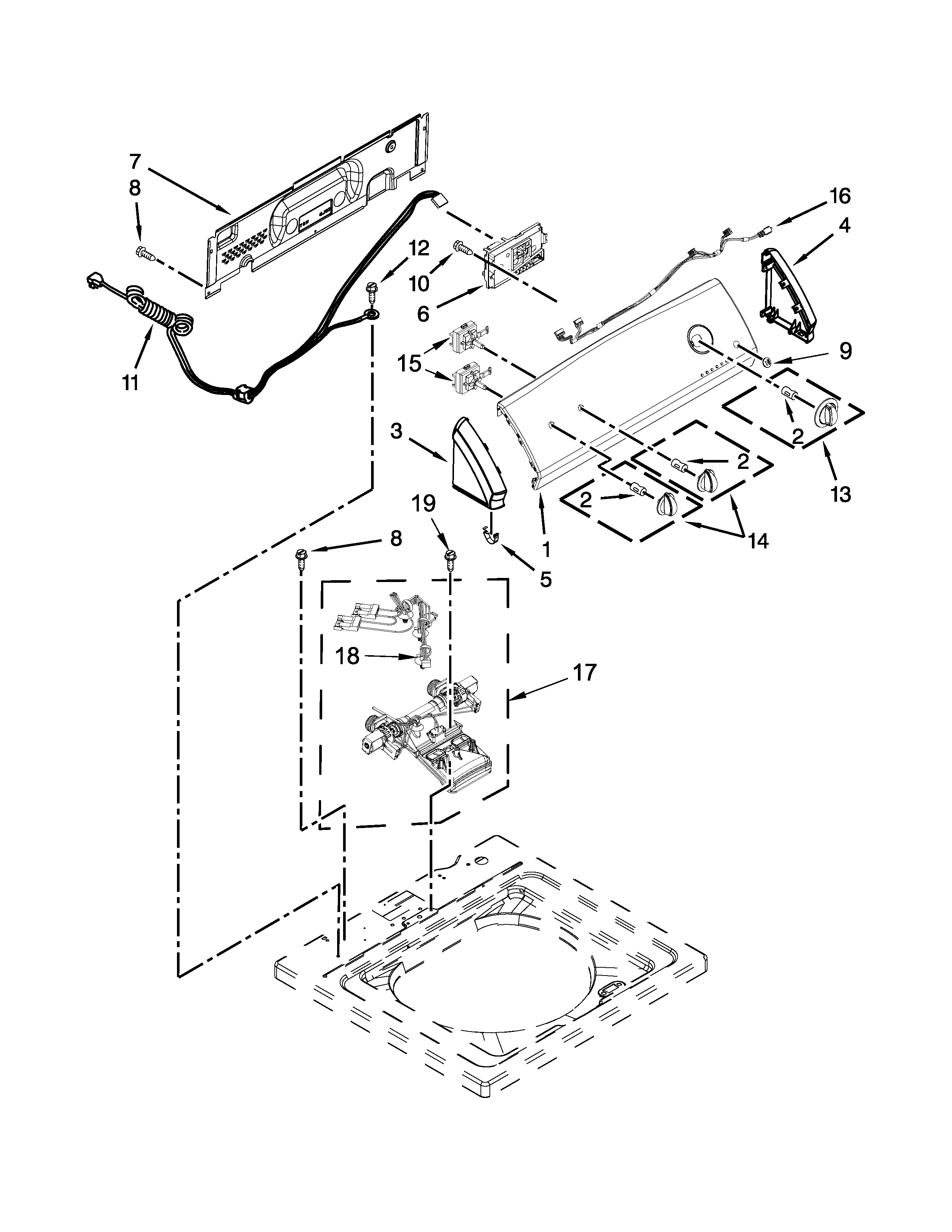 Controls and water inlet parts