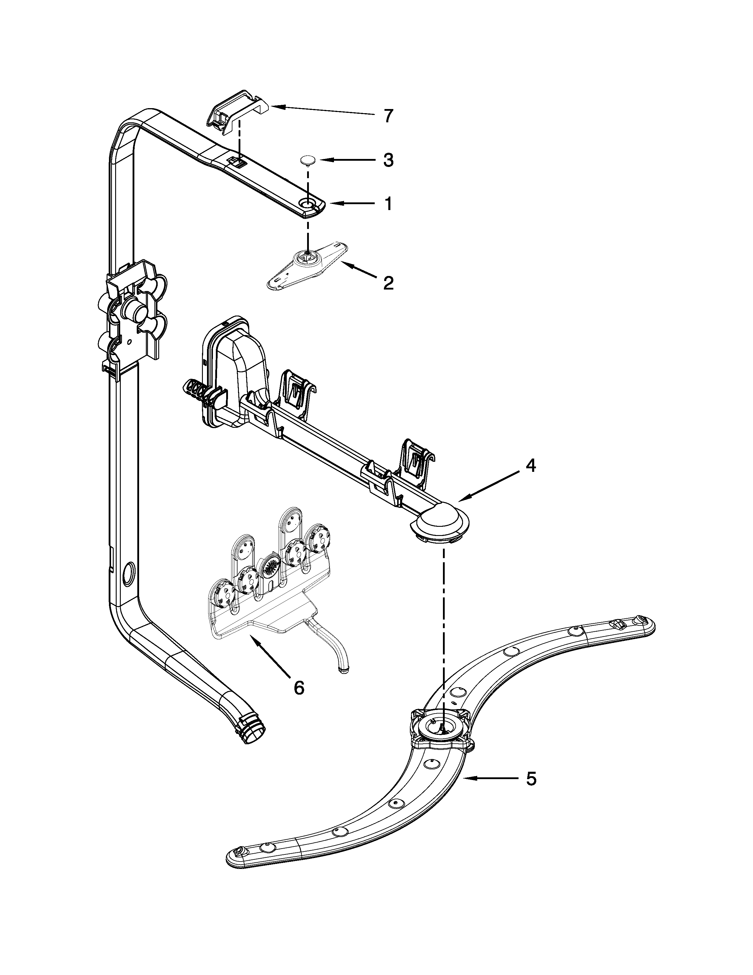 Upper wash and rinse parts