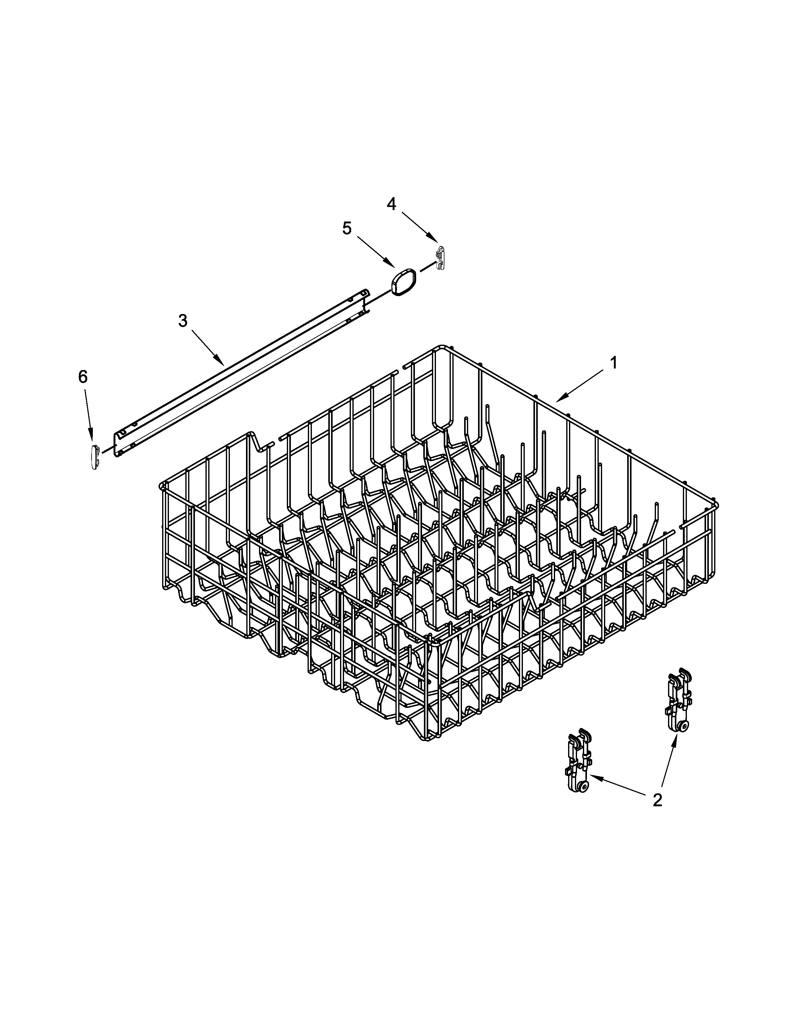 Upper rack and track parts