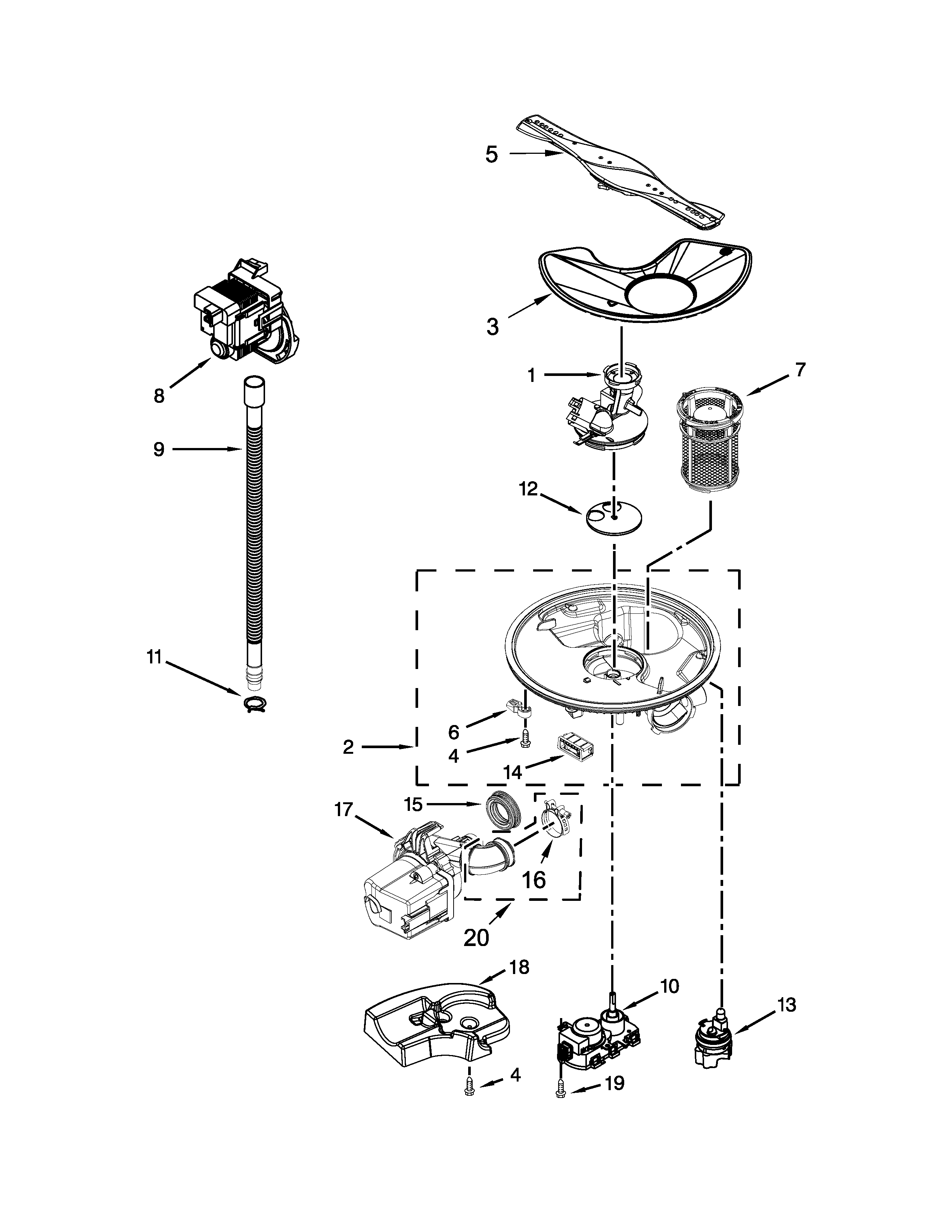 PUMP, WASHARM AND MOTOR PARTS