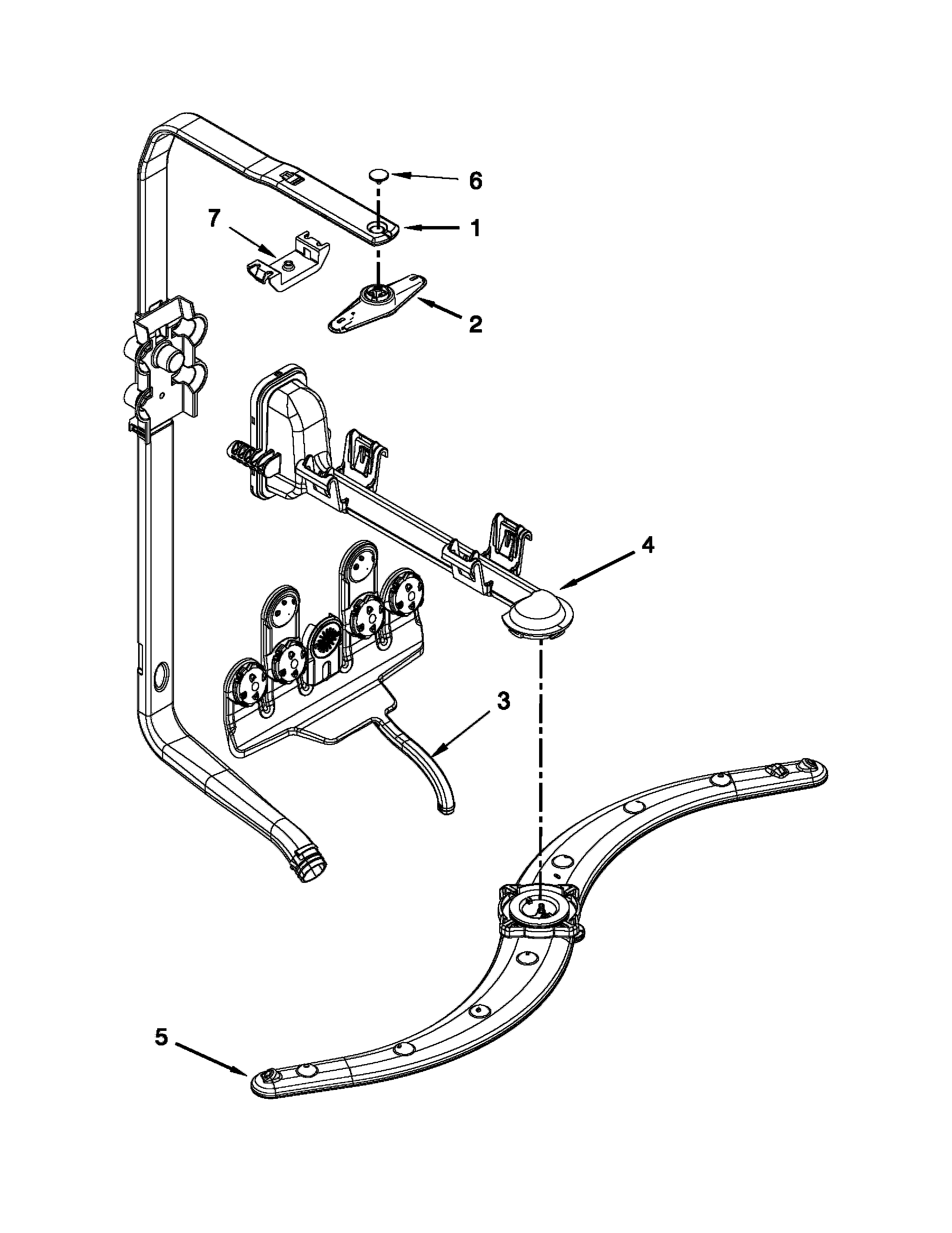 Upper wash and rinse parts