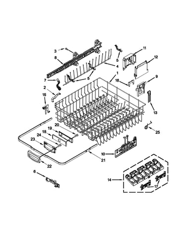 Upper rack and track parts