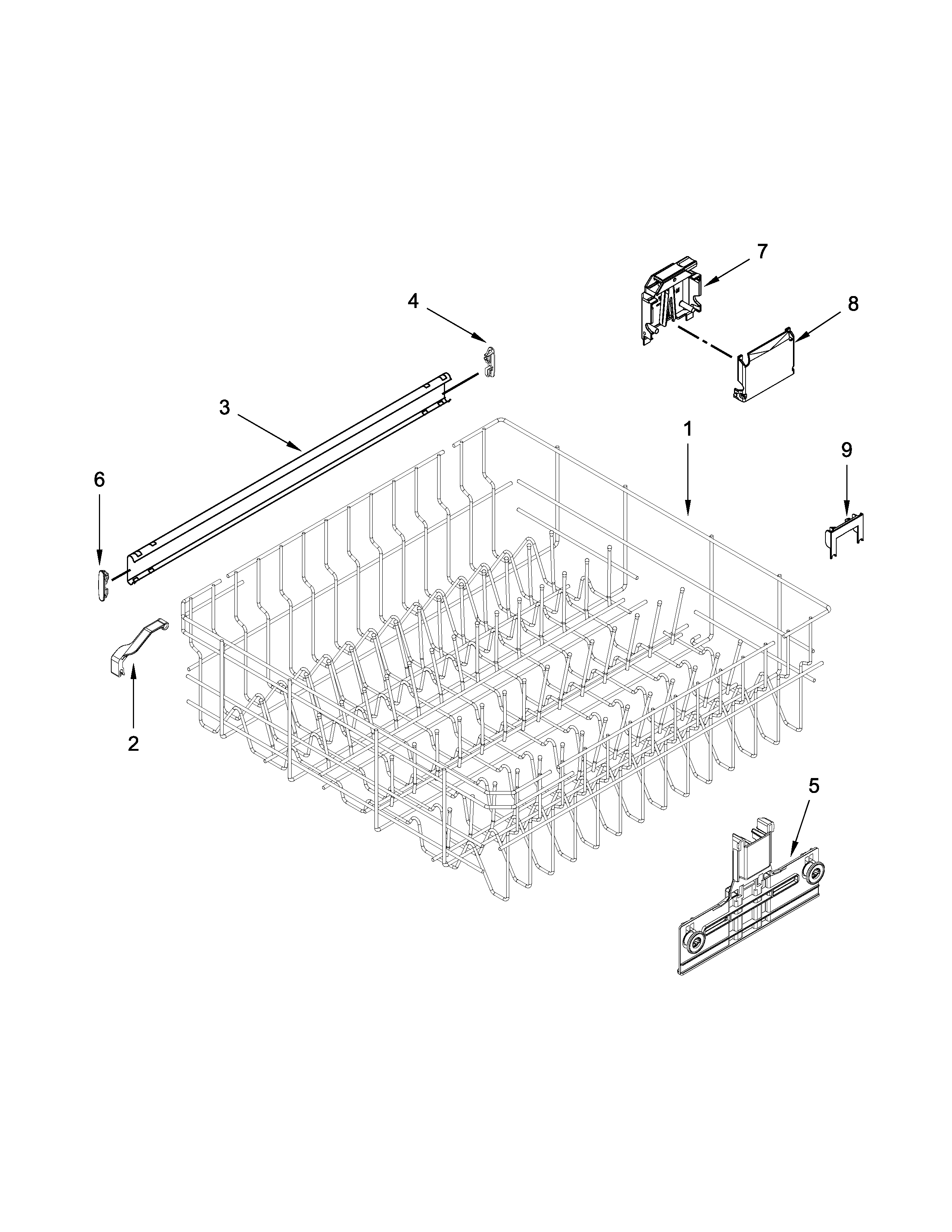 Upper rack and track parts
