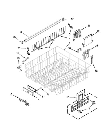 Upper rack and track parts