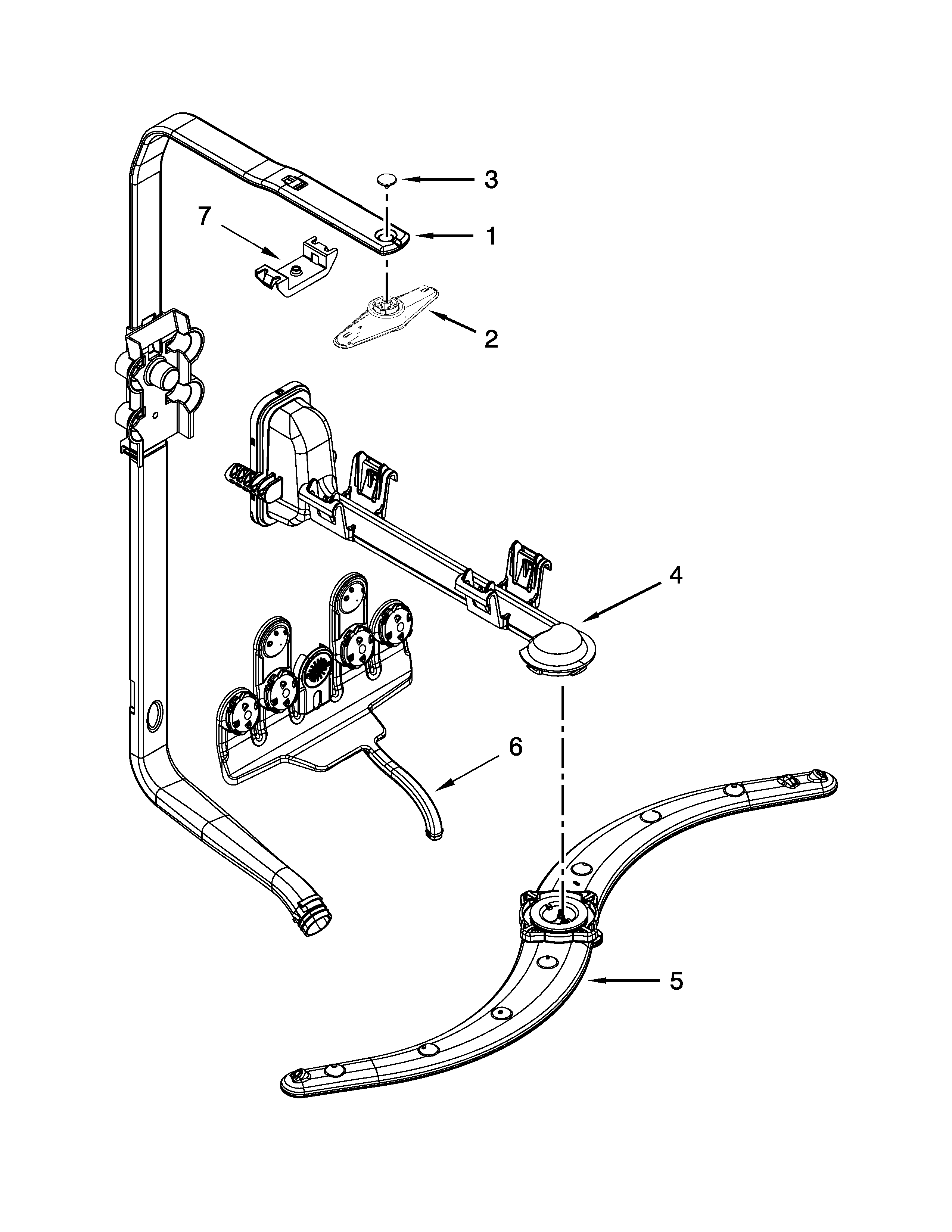 Upper wash and rinse parts
