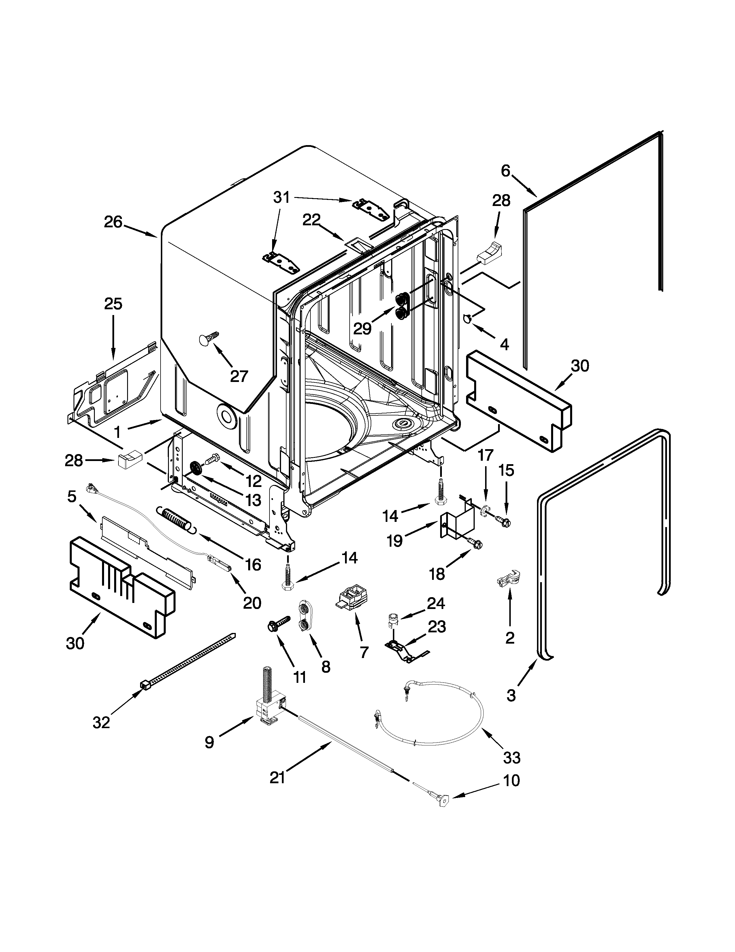 Tub and frame parts