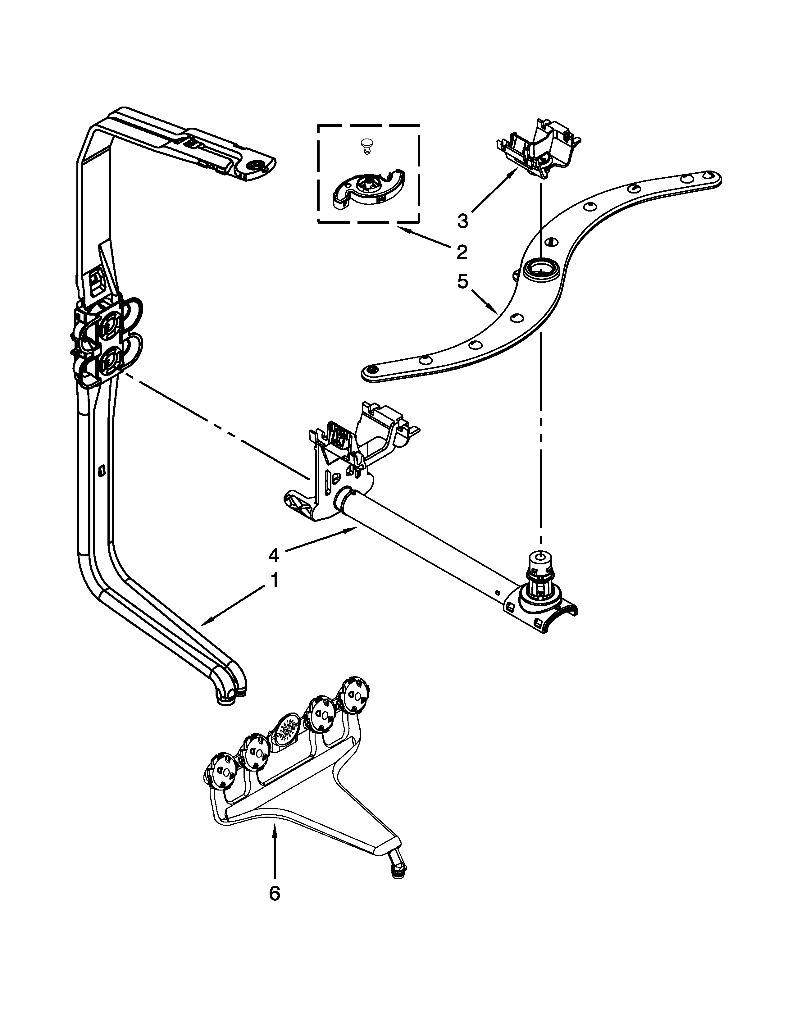 Upper wash and rinse parts