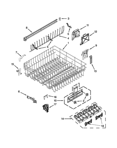 Upper rack and track parts