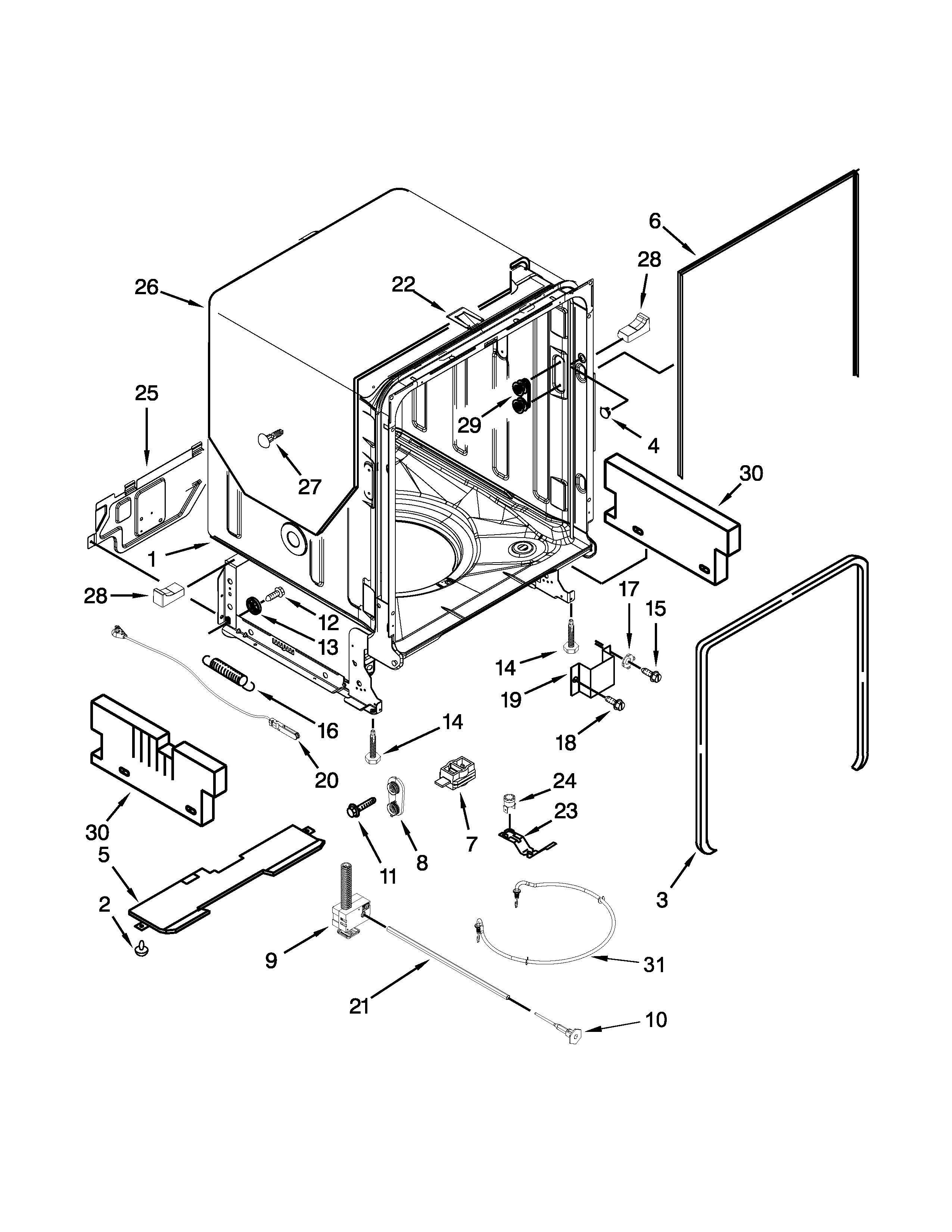 Tub and frame parts