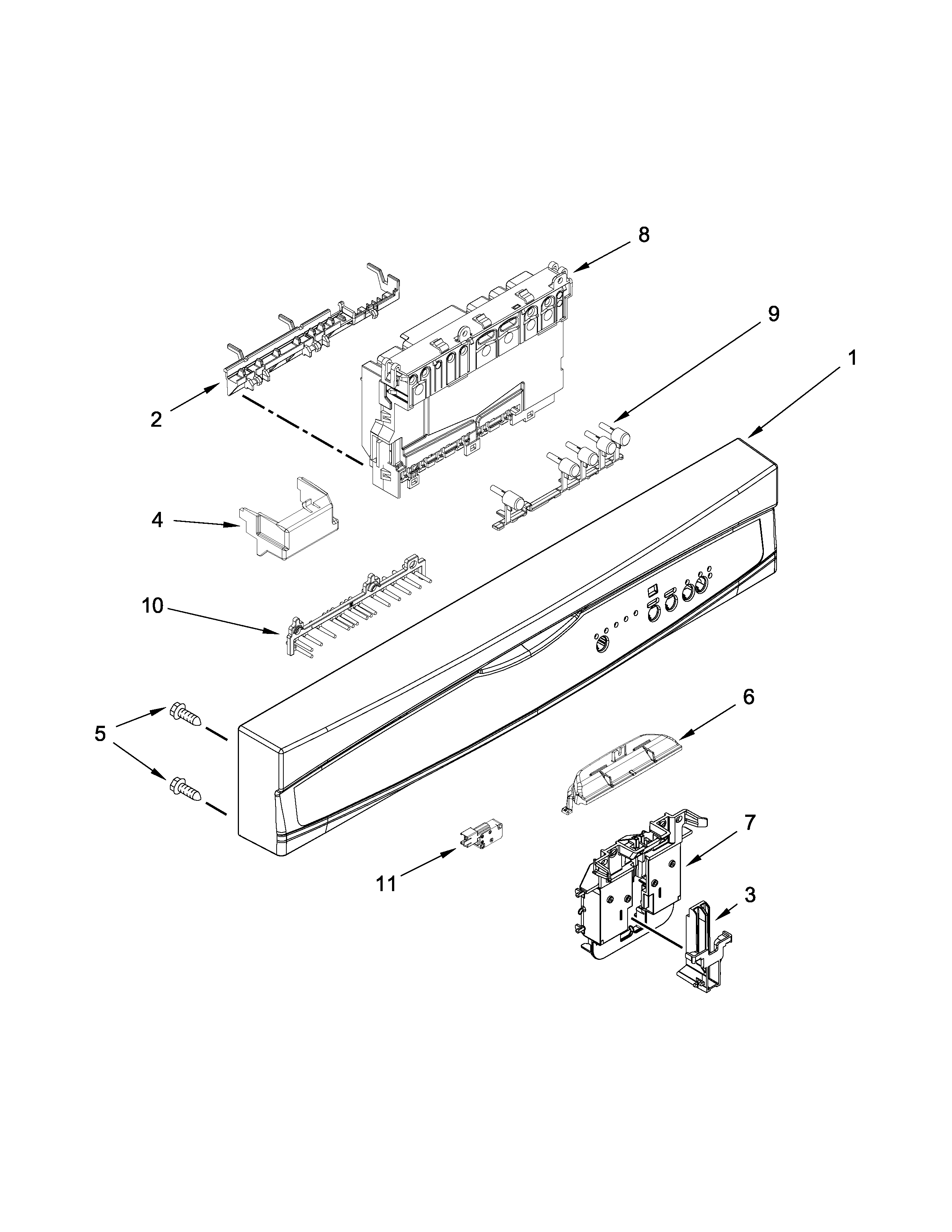 Control panel and latch parts