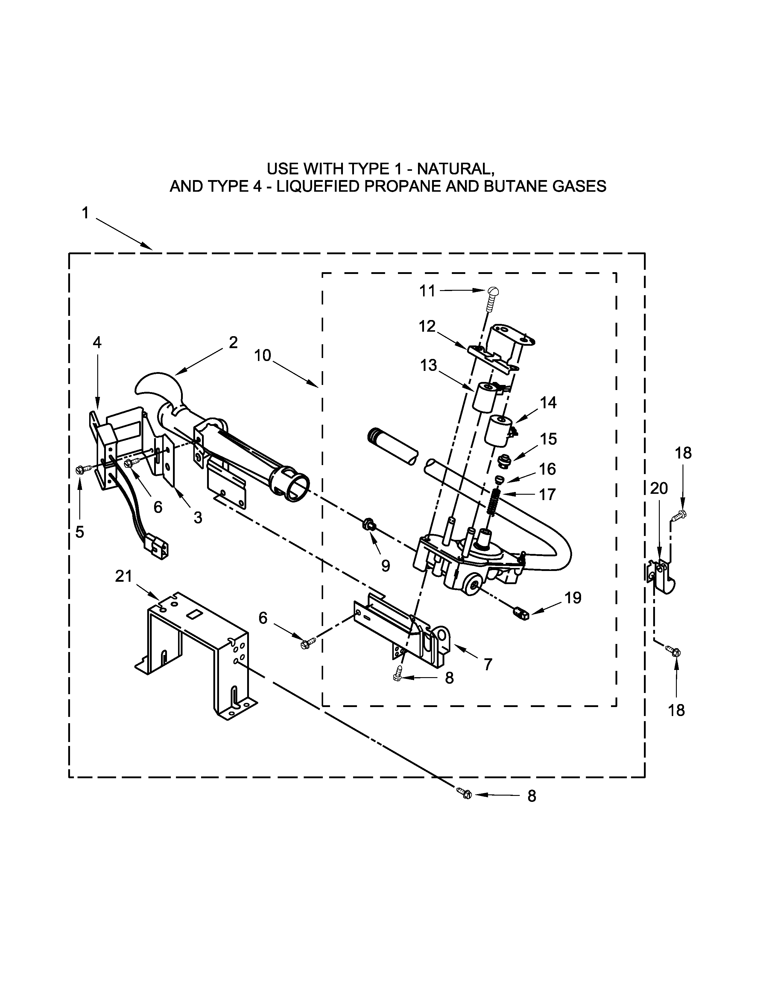 W10608838 BURNER ASSEMBLY PARTS