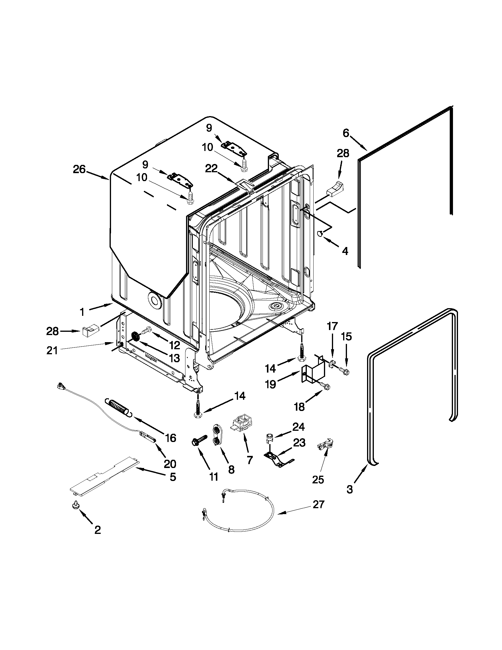 TUB AND FRAME PARTS