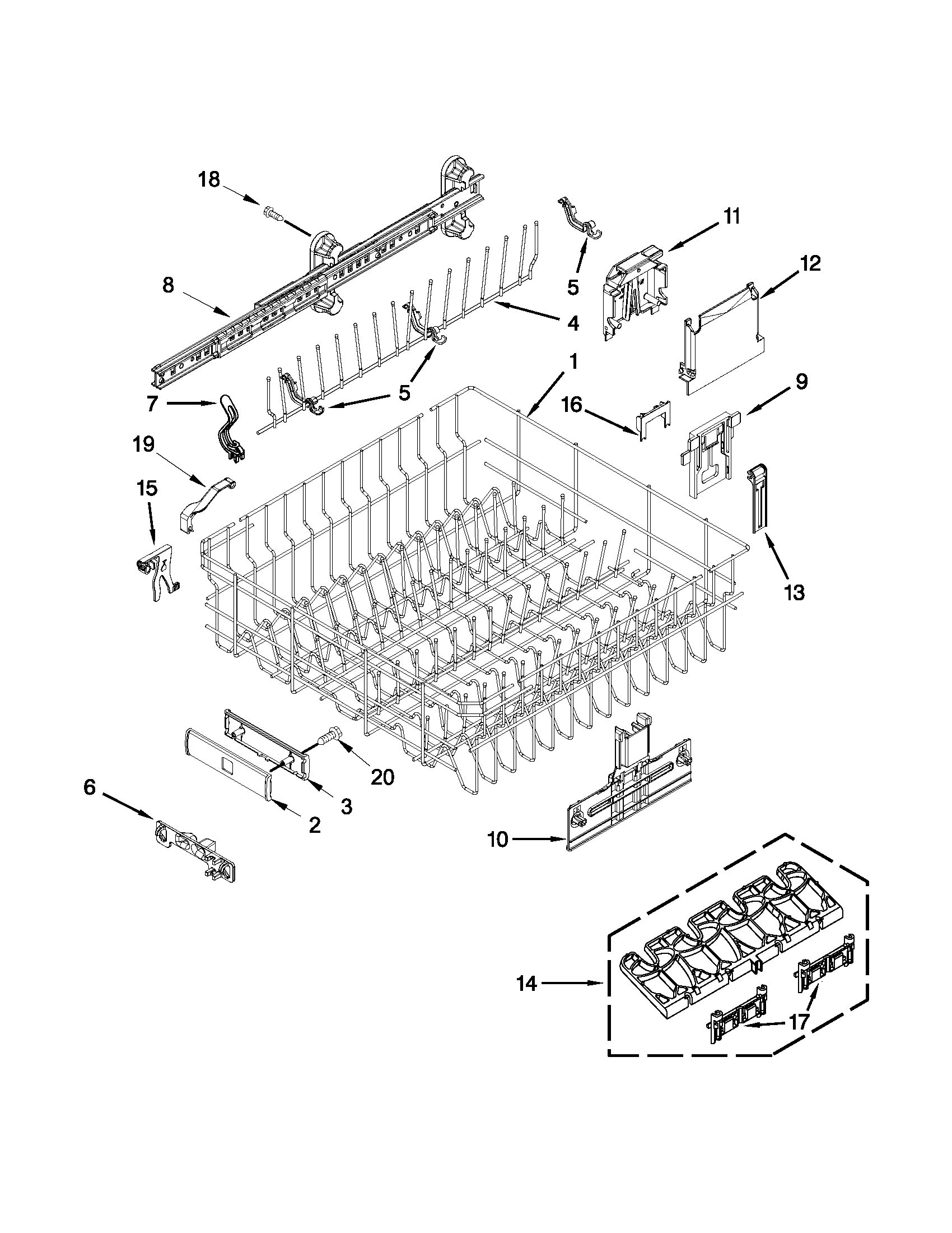 UPPER RACK AND TRACK PARTS